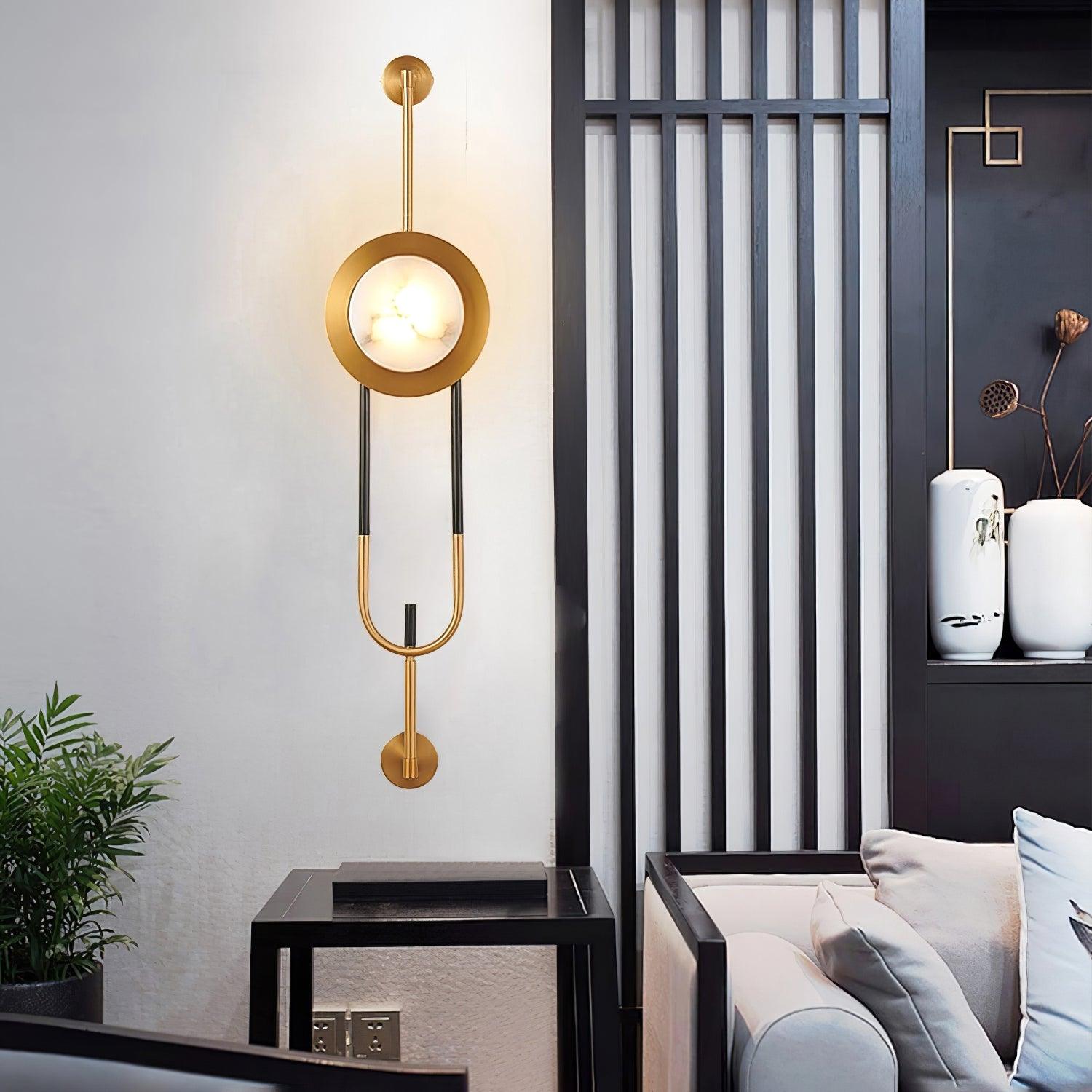Modern Circular Marble Wall Light - Sleek LED Sconce for Living Room, Bedroom & Hallway - Dimmable Ambient Lighting for Home Decor