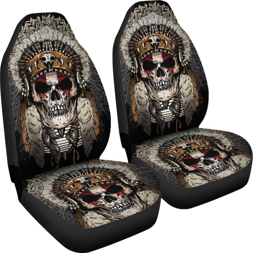 2 Pcs Gothic Skull Car Seat Covers - Premium Universal Fit for Cars, Trucks & SUVs - Black Skull Pattern Auto Accessories - Perfect for Halloween Decor, Car Enthusiasts & Gothic Style Lovers
