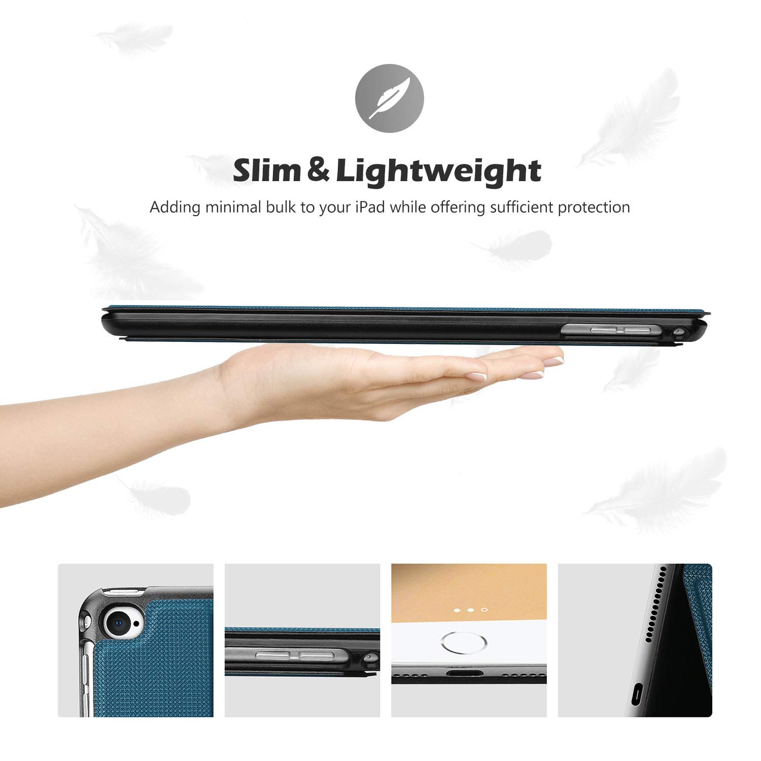 ProCase Slim Stand Protective Folio Case for iPad 9.7 Inch (5th/6th Gen, 2018 & 2017 Models) & iPad Air 2/Air - Lightweight Smart Cover with Auto Wake/Sleep - Perfect for Work, School & Travel - Teal