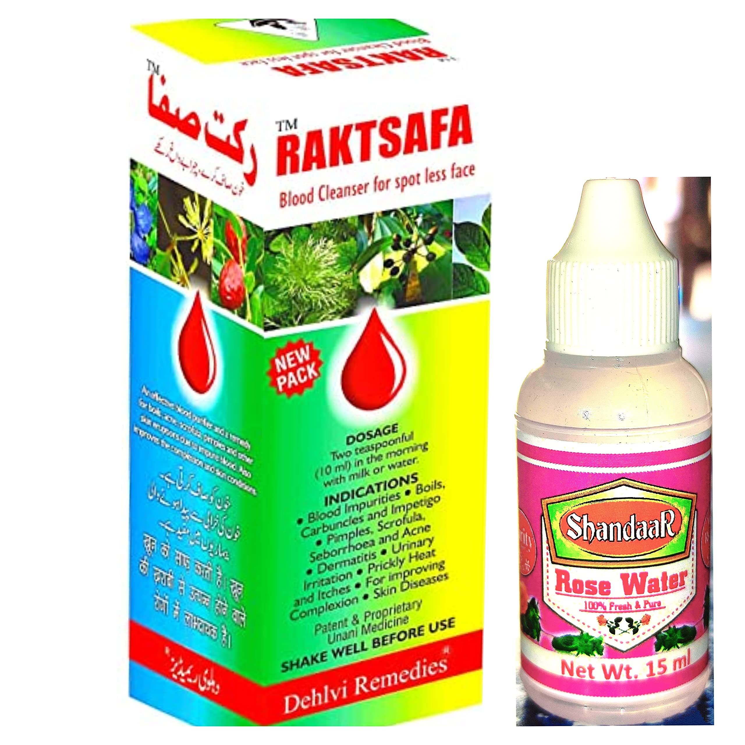 Dehlvi Remedies Raktsafa Syrup with Premium Rose Water (200ml) - Natural Blood Purifier for Clear Skin & Spotless Face | Herbal Supplement for Detox & Glowing Complexion | Perfect for Daily Wellness Routine & Ayurvedic Skin Care