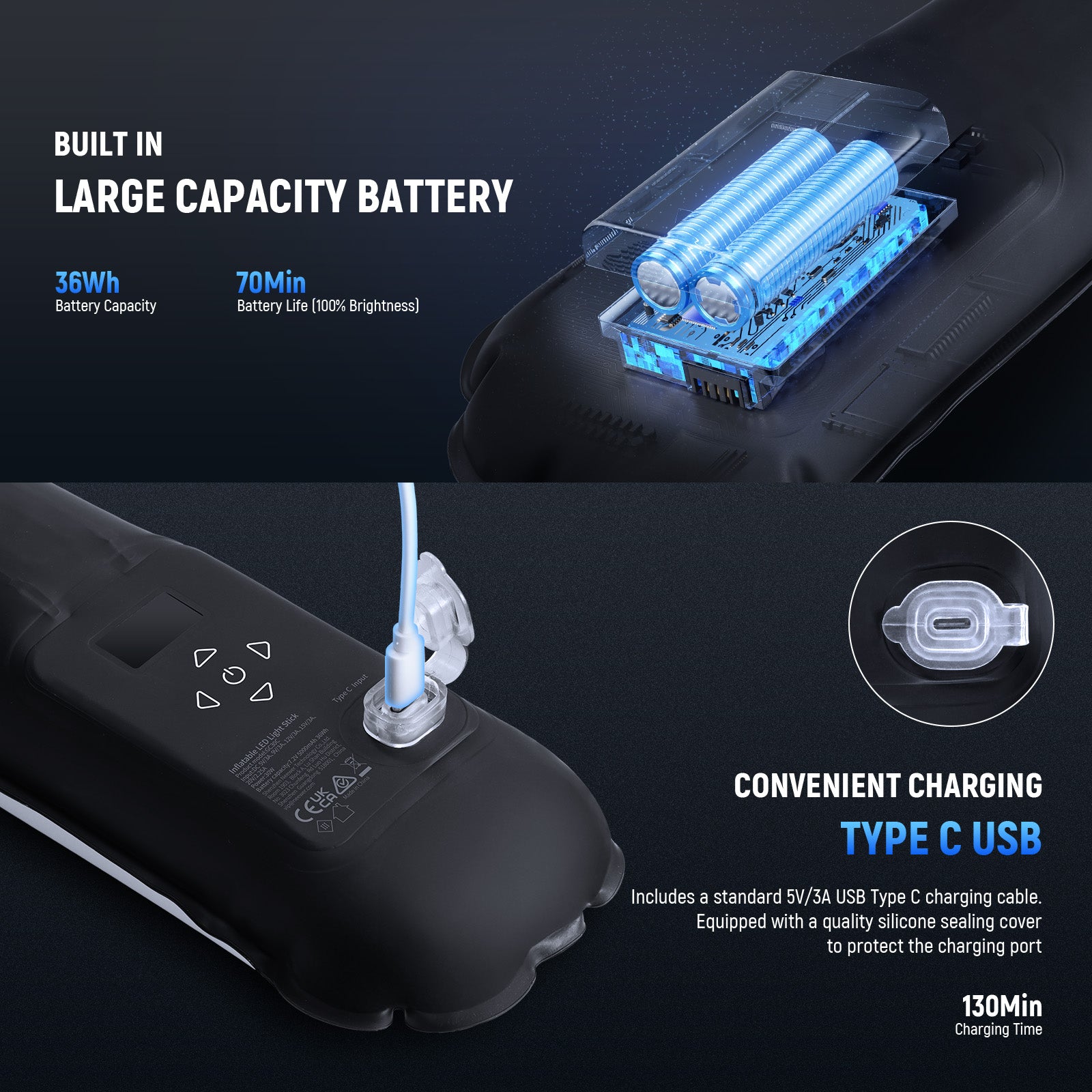 NEEWER BASICS GC30C 30W RGB Handheld Inflatable LED Fill Light - Portable Photography Lighting for YouTube, TikTok Videos & Live Streaming - Perfect for Indoor/Outdoor Content Creation