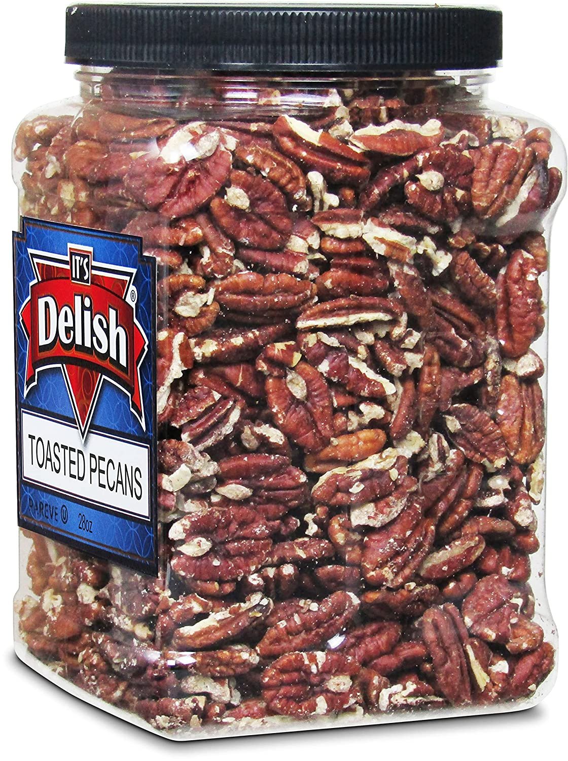 Premium Toasted Unsalted Pecans - 28 Oz Bulk Size in Reusable Jar - Healthy Snack for Baking, Salads & Gift Giving