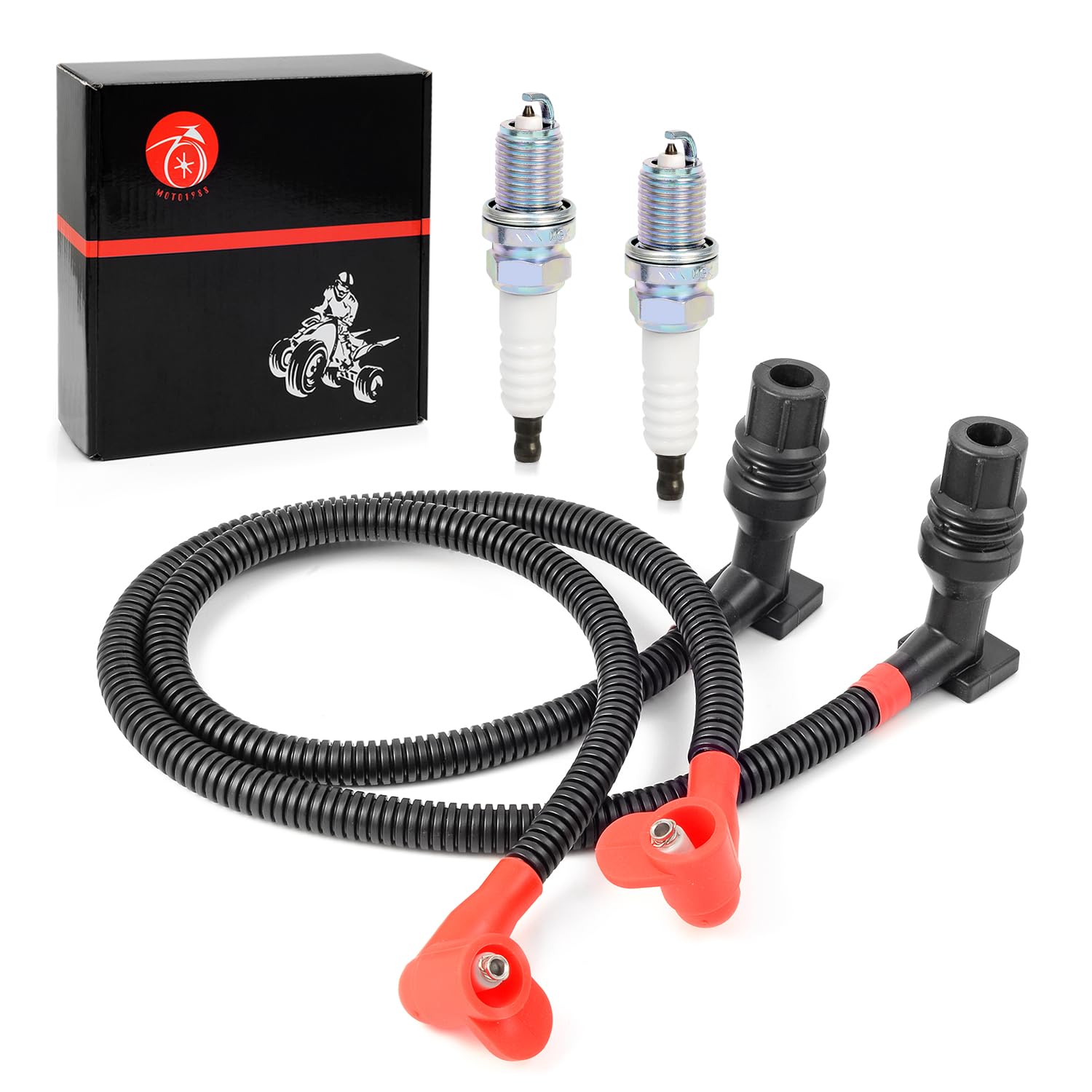 Polaris Ranger Crew 800 RZR 4 S 800 Ignition Coil Wire Cap & Spark Plug Kit (2011-2017) - Compatible with 4012888, 4012889, 4013078 - Perfect for Off-Roading & ATV Maintenance