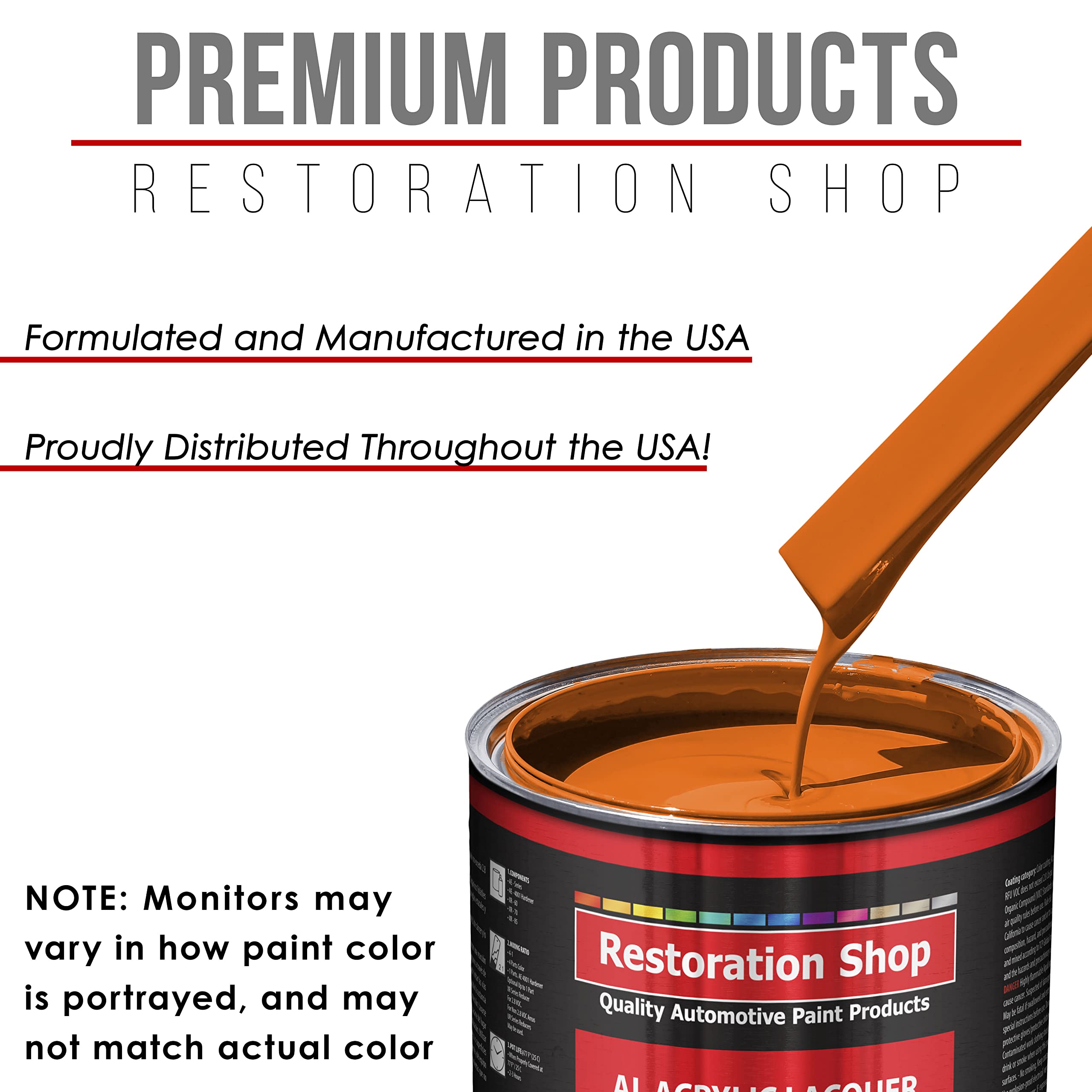 Omaha Orange Acrylic Lacquer Auto Paint - 1 Quart Professional Gloss Finish for Cars, Trucks, Guitars & Furniture | Automotive & DIY Refinishing Coating | Perfect for Vehicle Restoration, Custom Paint Jobs & Home Projects