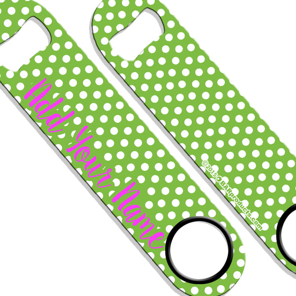 Personalized Polka Dot Bottle Opener - Custom Name Speed Opener for Beer, Soda & Home Bar Accessories - Perfect for Parties, Gifts & Kitchen Use