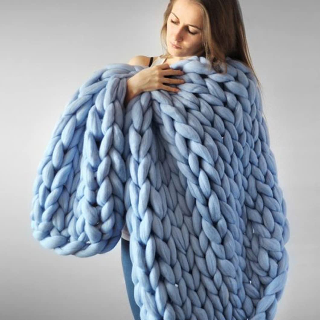 Chunky Knit Blanket - Ultra Soft Handmade Knitted Throw for Sofa, Bed & Home Decor - Oversized Cozy Yarn Blanket for Pets, Couch & Winter Warmth - Perfect for Living Room, Nursery & Gift Giving