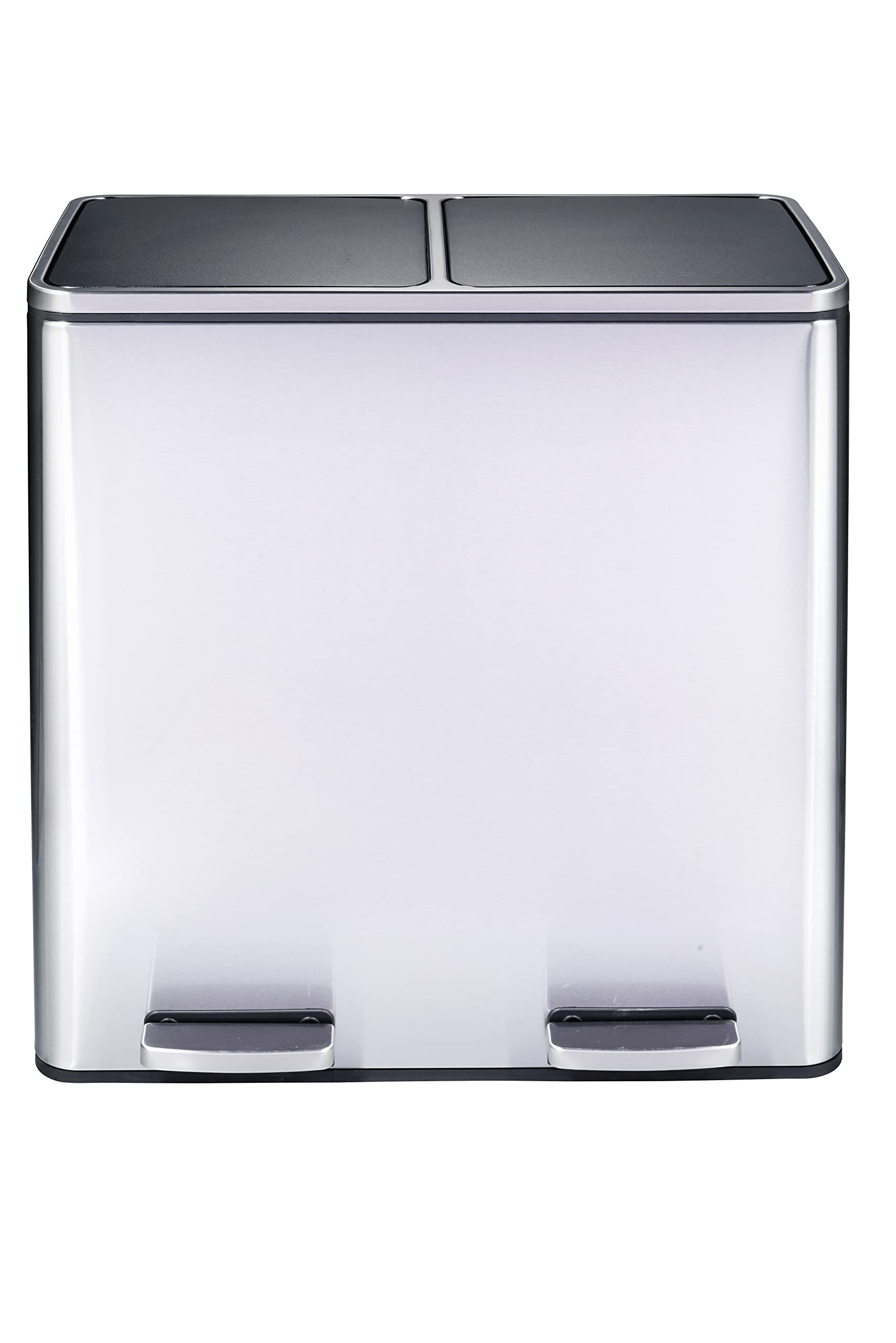 Heim Concept 60L Stainless Steel Trash Can with Lid - Silver | Large Kitchen & Office Garbage Bin for Home, Restaurant & Commercial Use