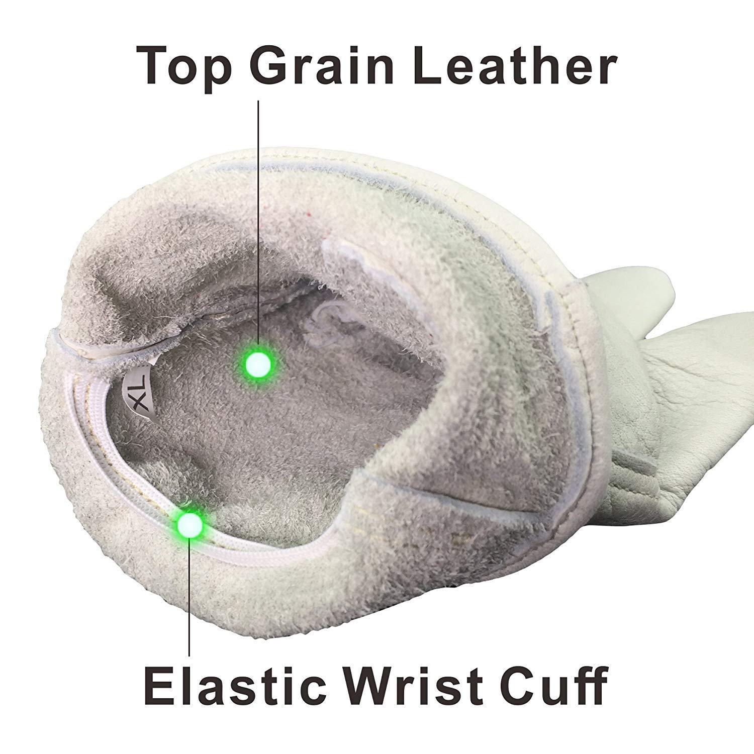 Leather Work Gloves - Cowhide for Gardening, Construction & Motorcycle - Elastic Wrist for Men & Women - Durable Protection for Outdoor Work