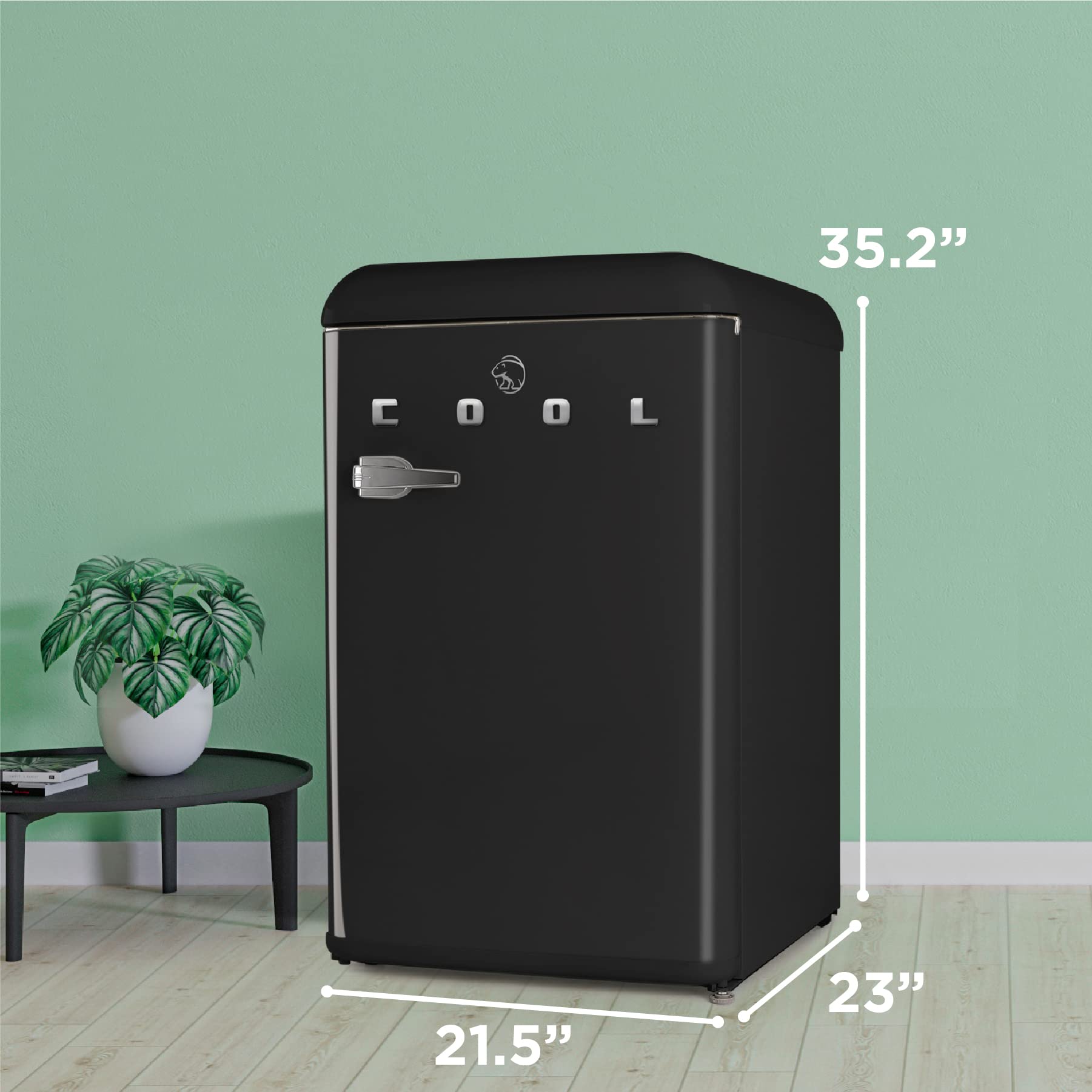 Commercial Cool CCRR4LB 4.0 Cu. Ft Vintage Style Freezer - Retro Refrigerator with Slide-Out Glass Shelf & Crisper Cover, Black | Perfect for Home Bar, Basement, Garage & Small Apartment