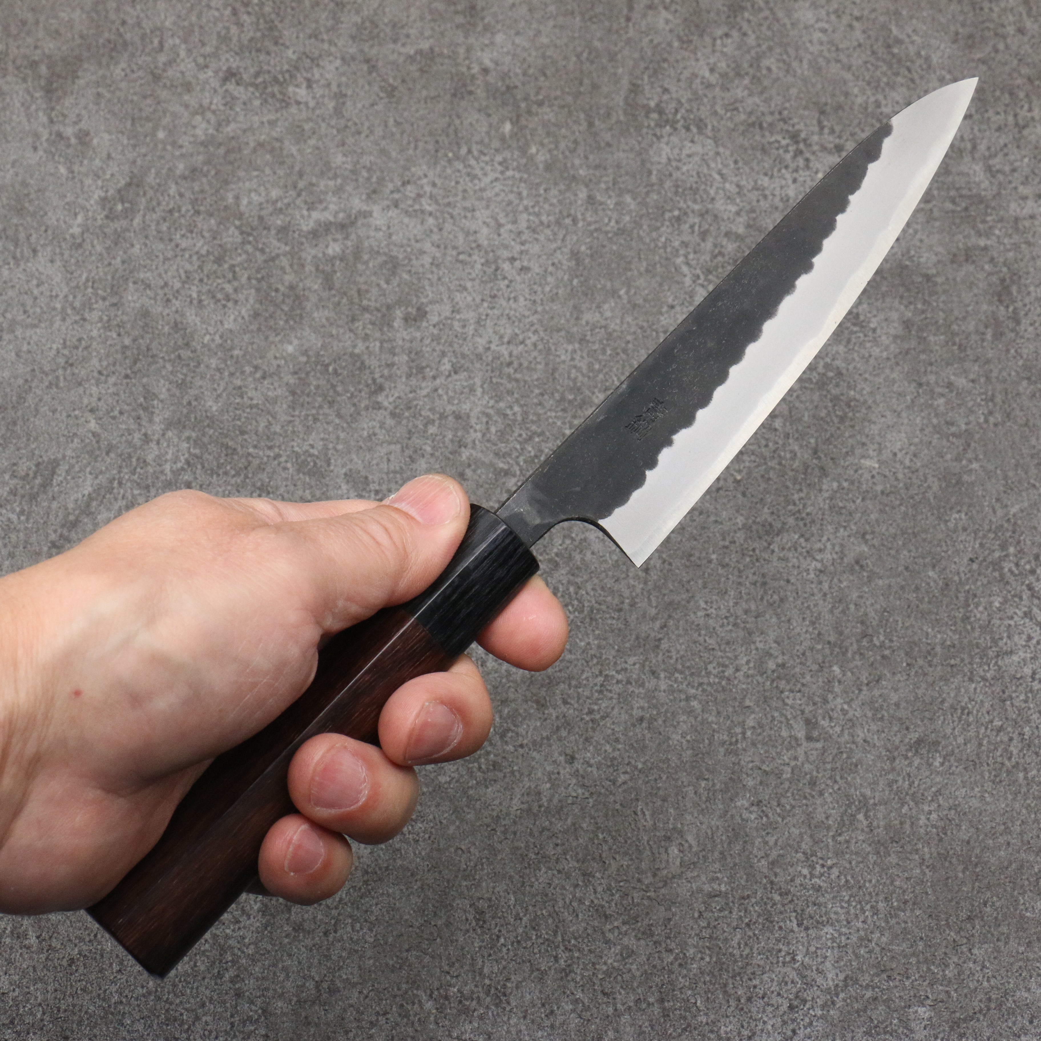 Premium Nao Yamamoto Blue Steel Kurouchi Petty Utility Knife 135mm - Shitan Handle with Black Pakka Wood Ferrule - Perfect for Slicing, Dicing & Precision Kitchen Tasks