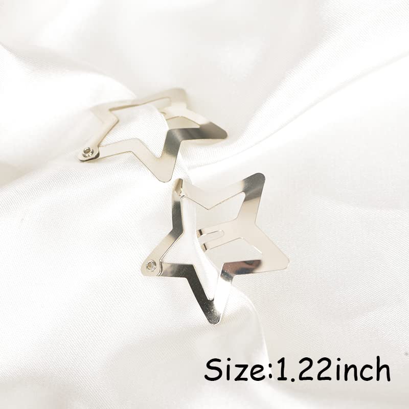Kefley Y2K Star Hair Clips - 20 Pack Silver Star Shaped Metal Snap Barrettes for Women & Girls | Hair Accessories for Egirls, Cosplay, Parties & Everyday Style