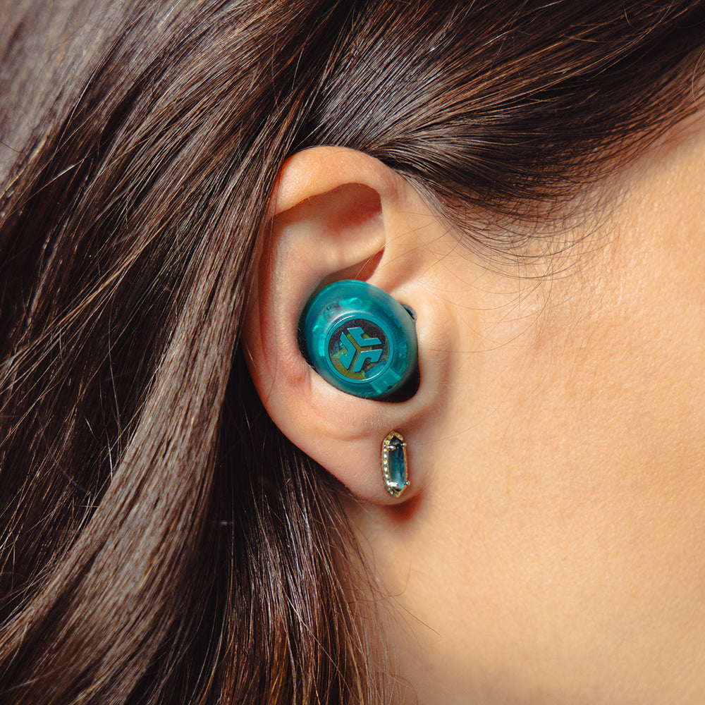 Go Pop ANC True Wireless Earbuds - Transparent Teal Color | Active Noise Cancelling Bluetooth Earbuds for Gym, Running & Travel | Sweatproof Wireless Headphones with Clear Bass & Long Battery Life