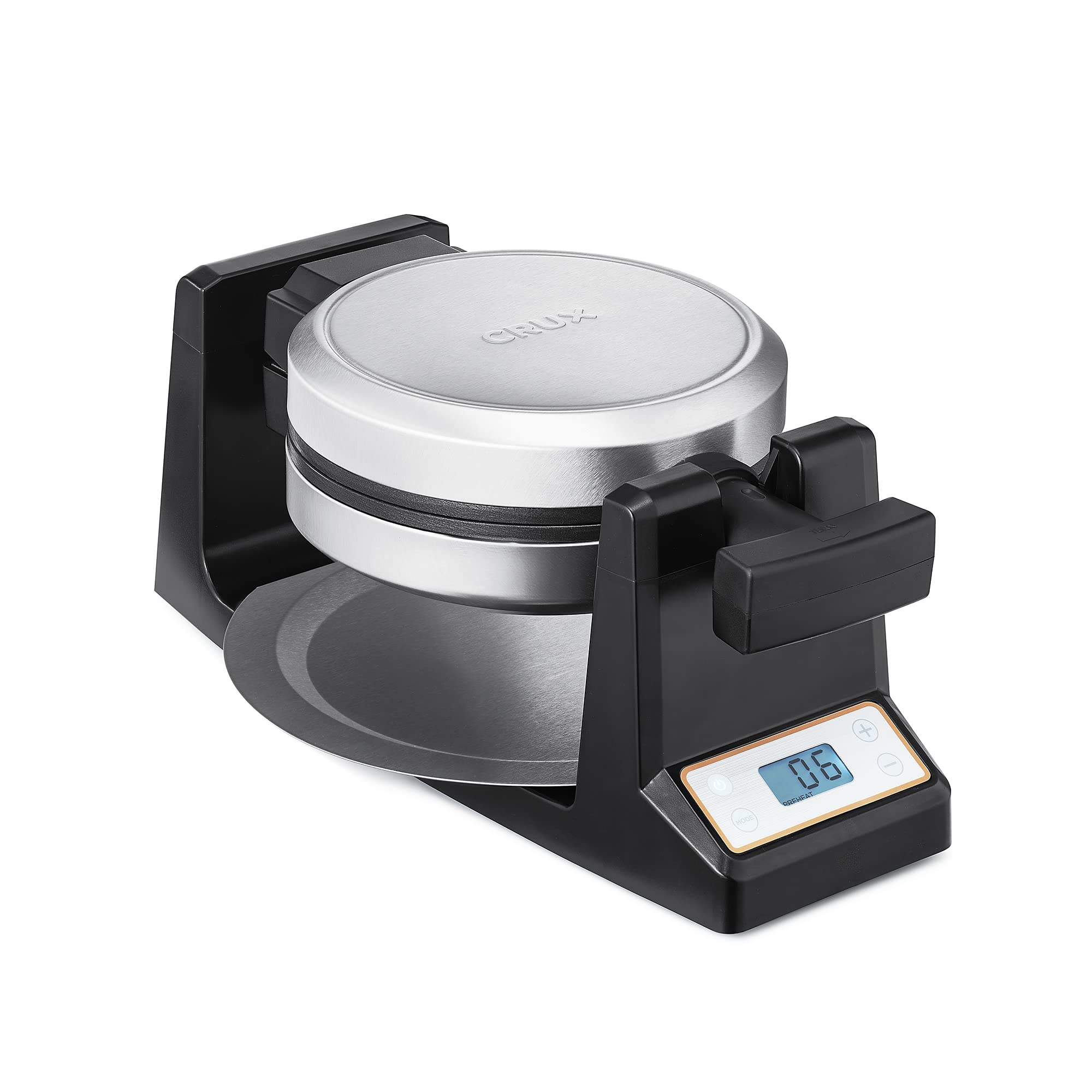 CRUX Rotating Belgian Waffle Maker - Nonstick PFOA-Free Plates, Digital LCD Display with Browning Control | Perfect for Keto Chaffles, Waffles & Pancakes | Ideal for Breakfast, Brunch & Family Gatherings