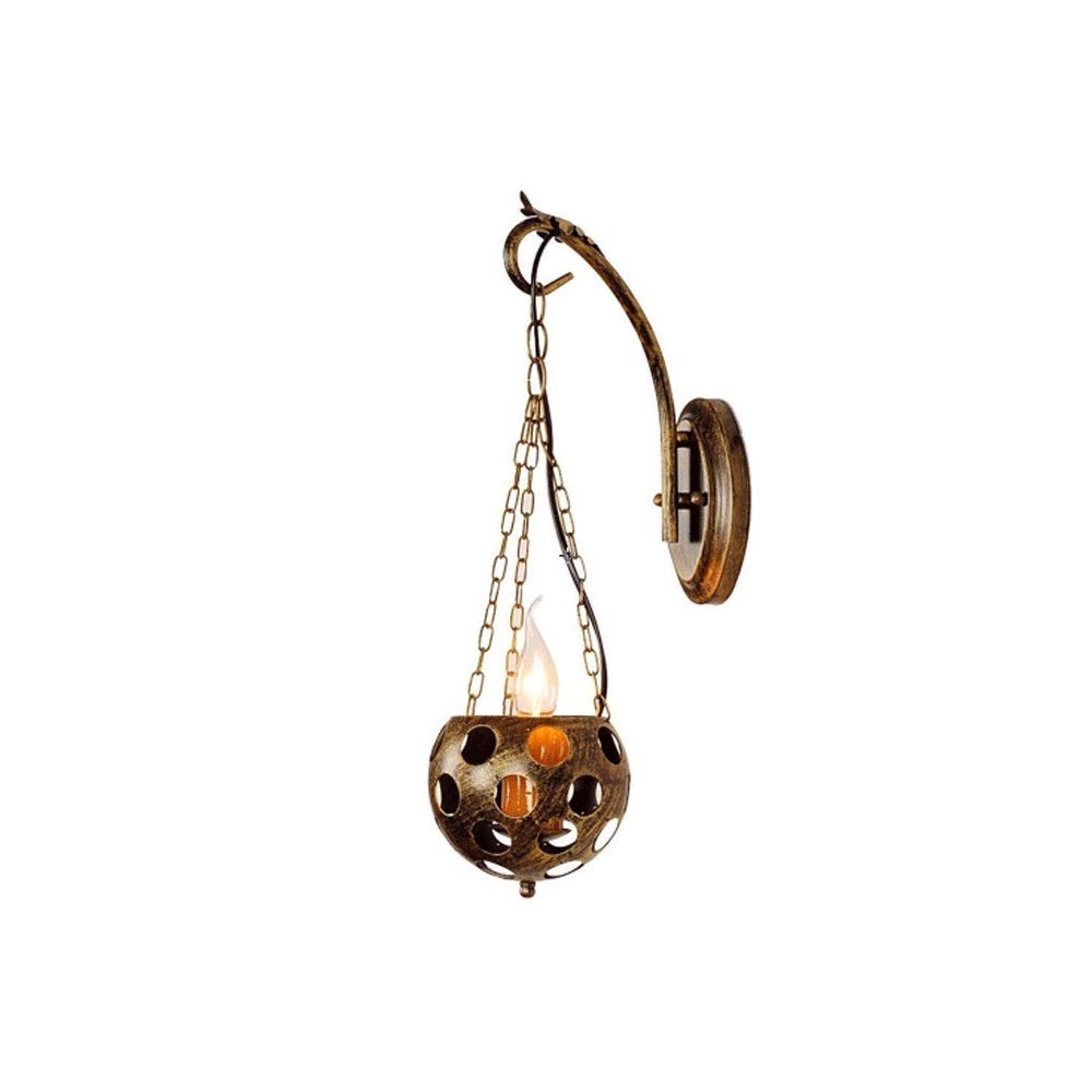 Vintage Industrial Wall Sconce - Wrought Iron Retro Wall Lamp with Candle-Style Lighting for Cafe, Restaurant & Bar Decor | Rustic Home Lighting Fixture for Living Room, Bedroom & Hallway