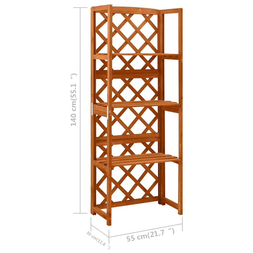 vidaXL 3-Tier Solid Fir Wood Trellis with Shelves, Outdoor Garden Plant Stand for Climbing Plants, 21.6