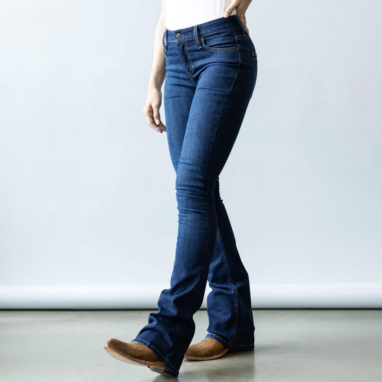 Kimes Ranch Women's Chloe Casual Western Mid-Rise Bootcut Jeans - Dark Wash Blue Tri-Blend Denim Pants for Everyday Wear & Country Style Outfits
