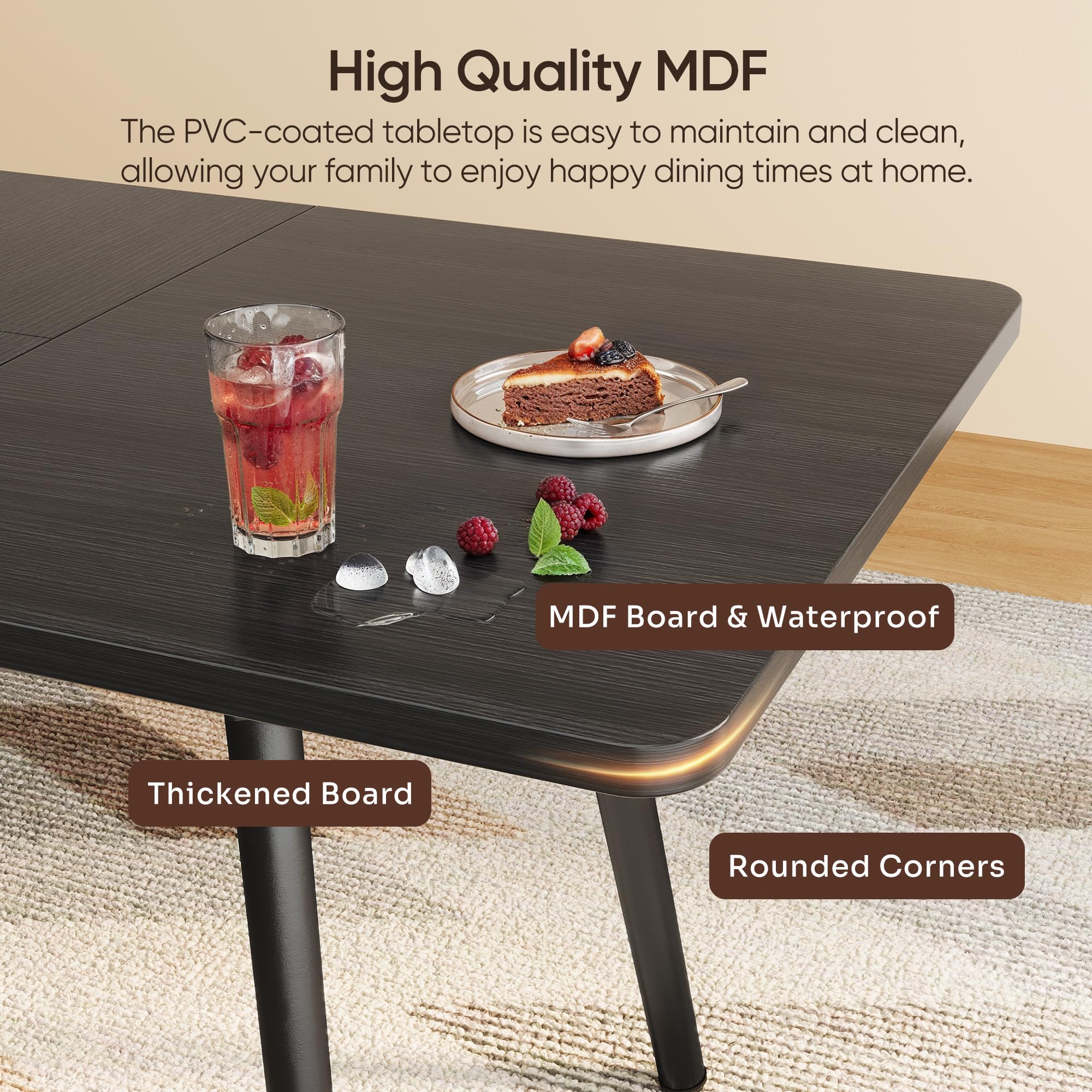 Ahomly 7-Piece Extendable Dining Table Set with 6 Padded Chairs, 63