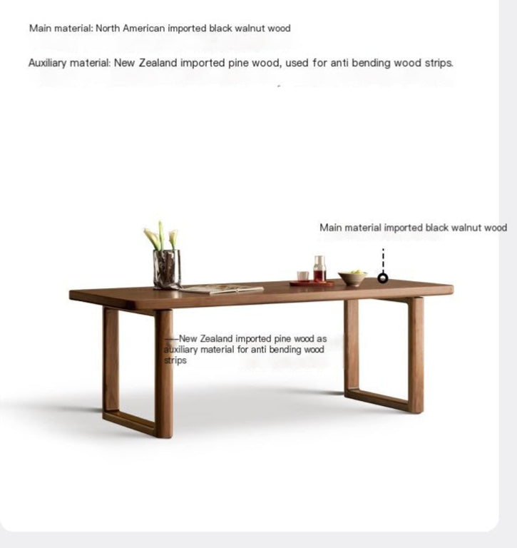 Premium Black Walnut Solid Wood Dining Table - Large 8-Seater Rustic Farmhouse Style for Dining Room & Kitchen | Handcrafted Natural Wood Table for Family Gatherings & Dinner Parties