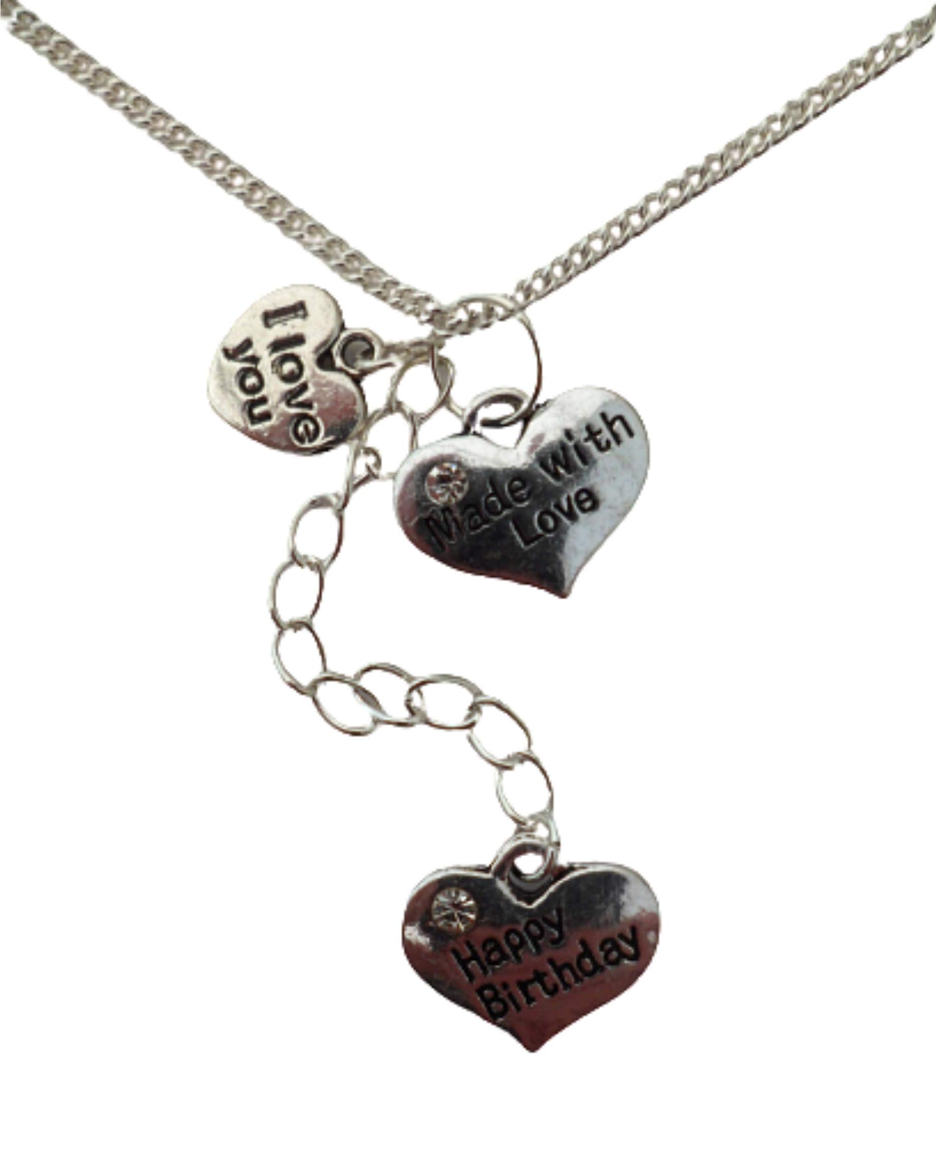 Silver Heart Charm Necklace - Birthday Gift for Her