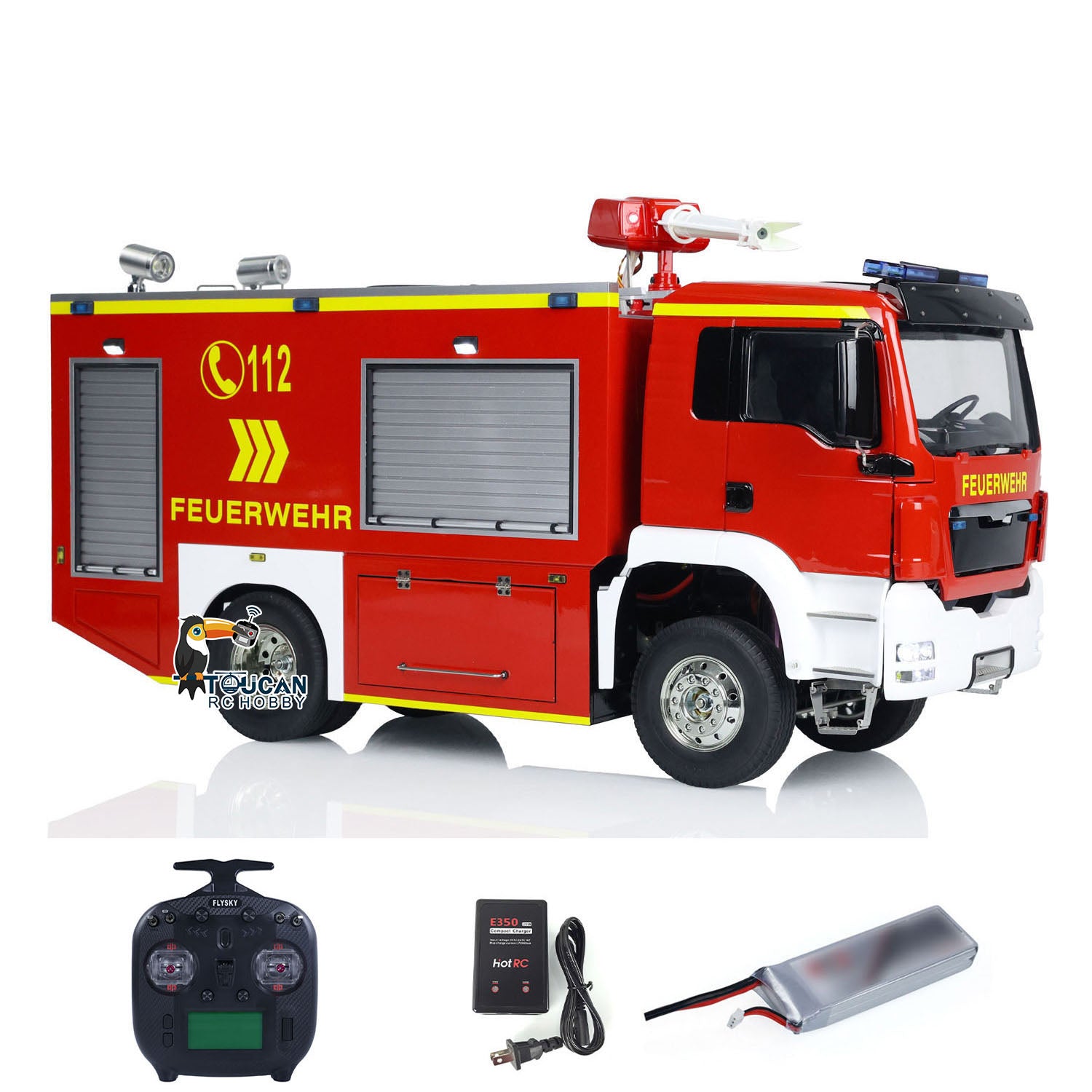 1:14 Scale 4x2 RC Fire Fighting Truck with 2-Speed Transmission, Sound & Light System - Ready-to-Run Remote Control Fire Engine for Kids & Adults - Perfect for Emergency Rescue Play, STEM Learning, and Collector Display