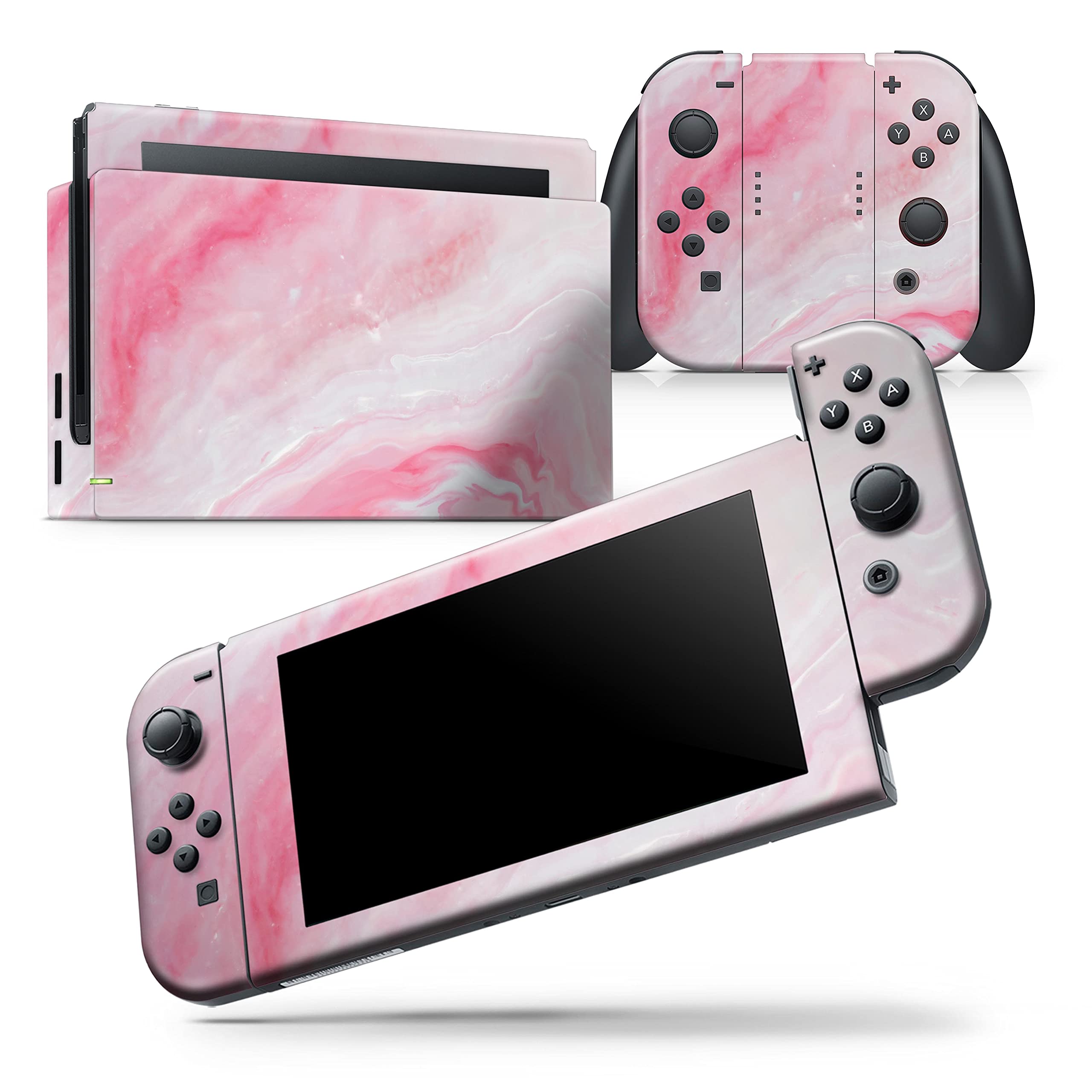 Nintendo Switch Pro Controller Skin - Scratch-Resistant Removable Vinyl Wrap Cover in Marbleized Pink Paradise V6 - Protective Decal for Gaming & Travel