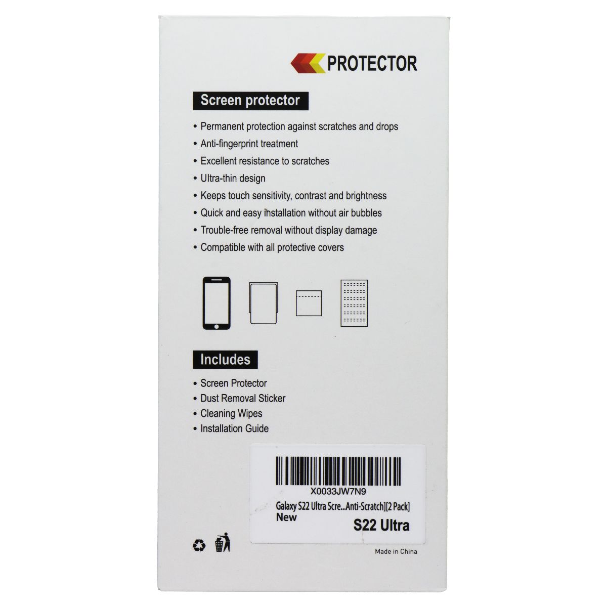 Premium 2-Pack Tempered Glass Screen Protector for Samsung Galaxy S22 Ultra - HD Clear, Anti-Scratch, Bubble-Free Installation - Perfect for Work, Travel & Everyday Protection
