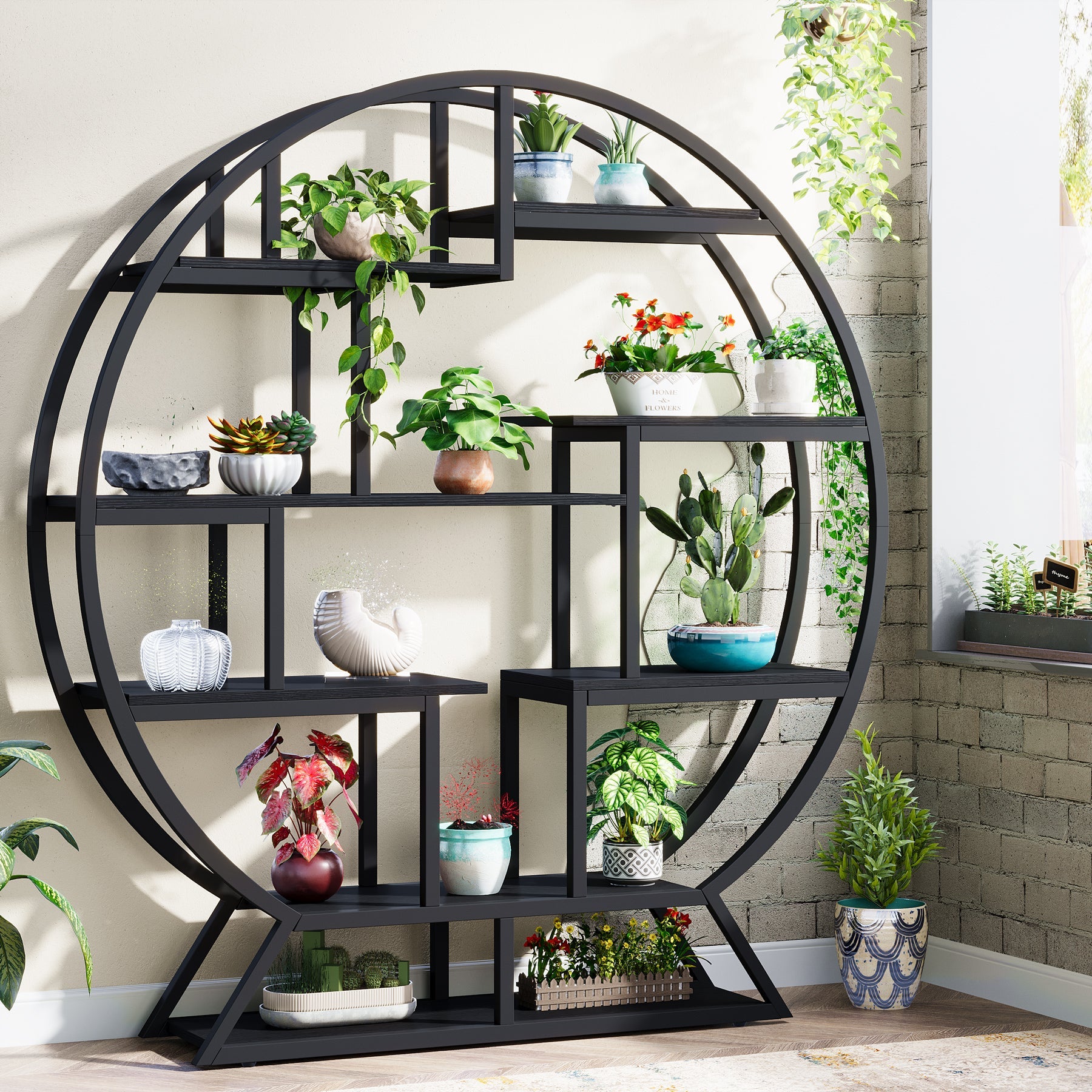Round Plant Stand with 8 Shelves - 63
