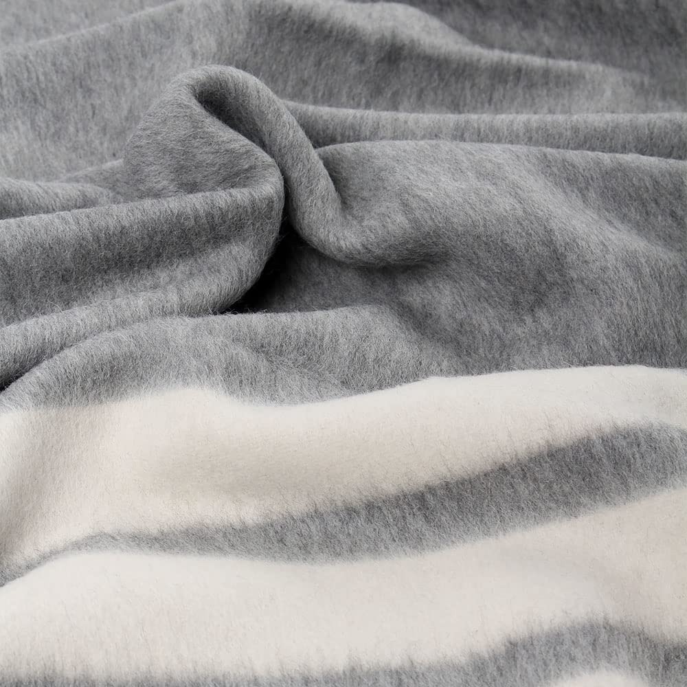 Premium Heavyweight Alpaca Wool Blanket for Camping, Travel & Home - Ultra Soft Peruvian Alpaca Throw - All Season Warmth - Perfect for Sofa, Bed & Outdoor Adventures (Soft Gray/Ivory, Twin Size)