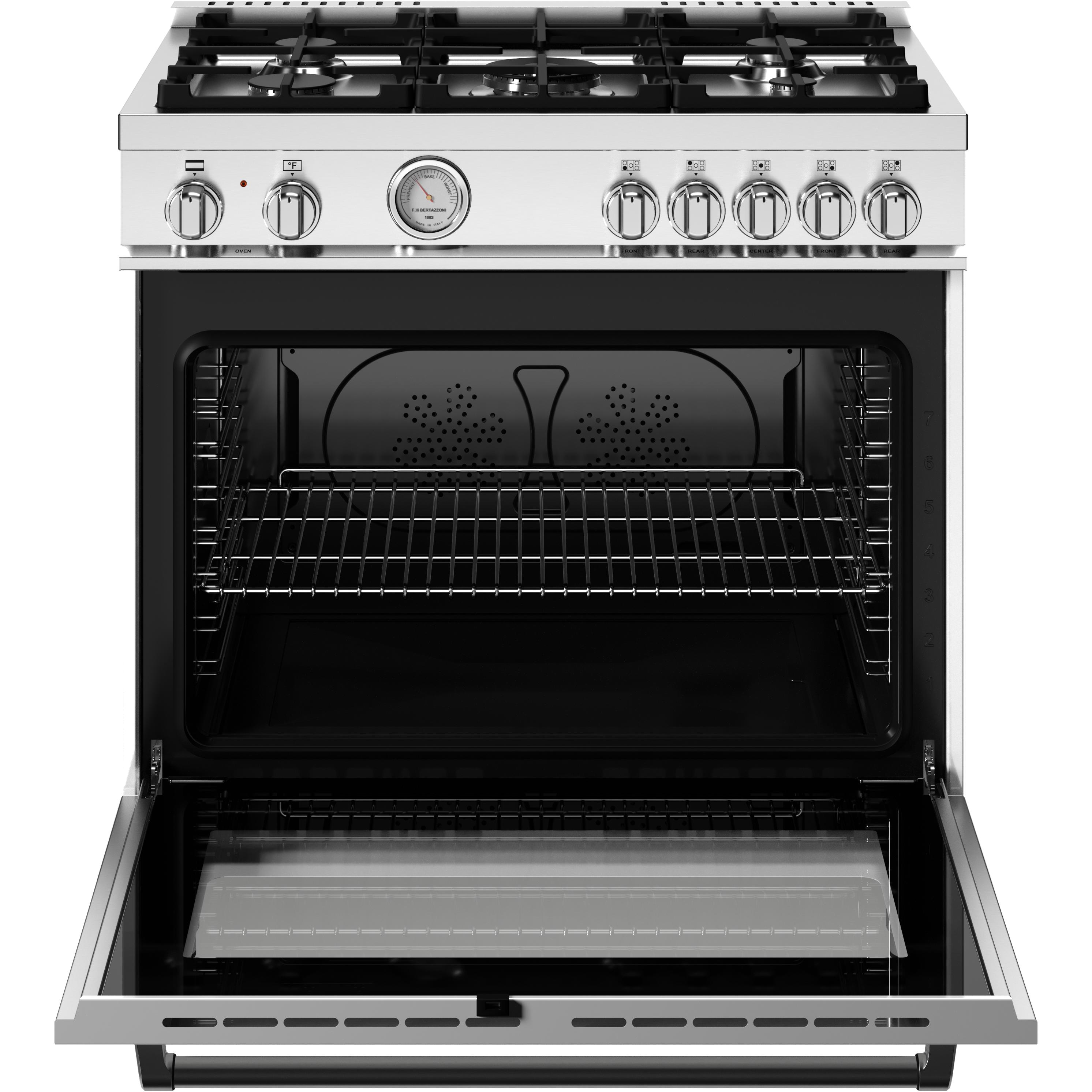 Bertazzoni 36 Inch Freestanding Dual Fuel Range - Professional Gas Stove & Electric Oven Combo with 6 Burners, Stainless Steel (Model MAS365DFMBIV) - Perfect for Home Chefs & Modern Kitchens