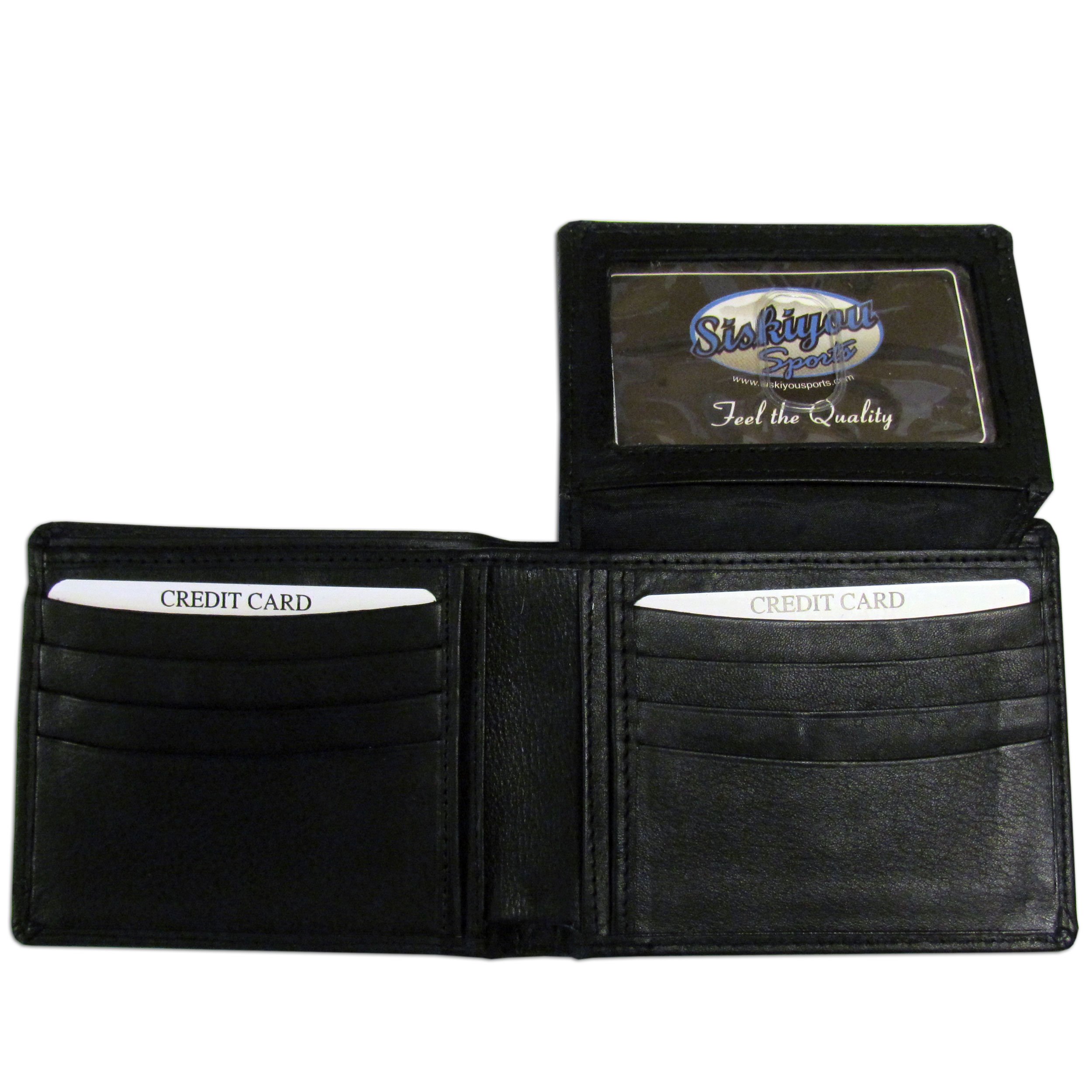 Siskiyou Sports NCAA Genuine Leather Bi-fold Wallet for Men - Slim & Durable College Football & Basketball Fan Gift - Perfect for Everyday Use, Travel & Gameday