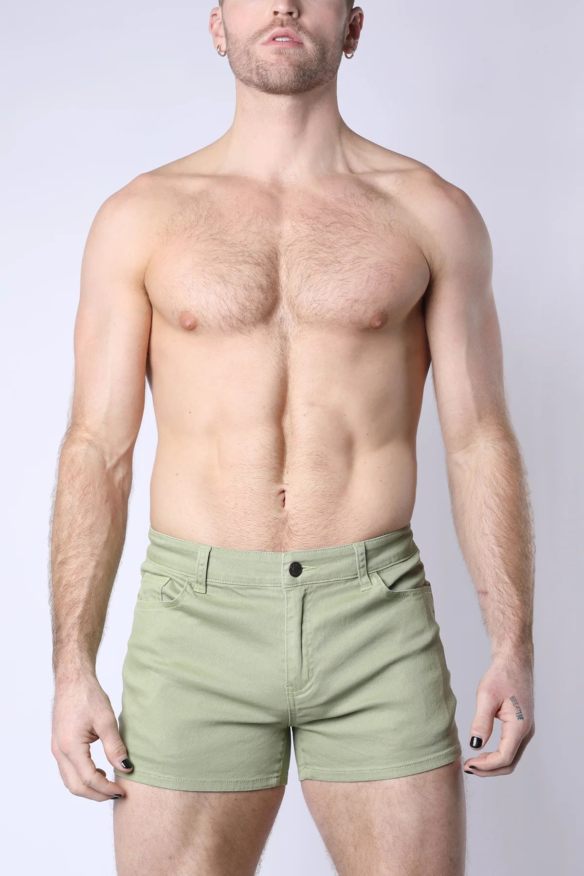 Timoteo Berkeley 3 Slim Fit Super Stretch Twill Shorts for Men - Olive Green Casual Chino Pants for Work, Travel & Outdoor Activities