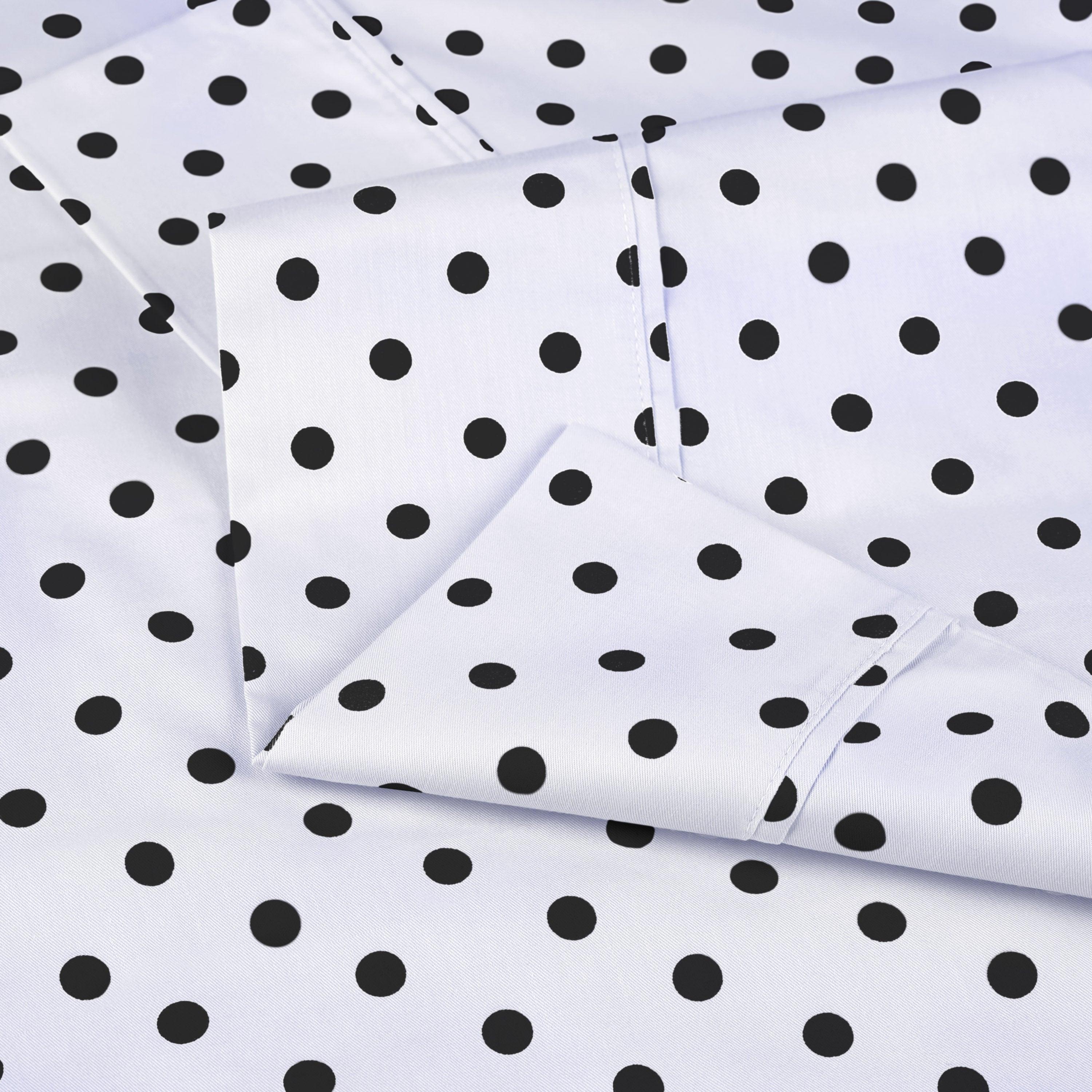 Polka Dot 600 Thread Count Cotton Blend Deep Pocket Sheet Set - Queen Size Bed Sheets for Comfortable Sleep - Perfect for Master Bedroom, Guest Room & Dorm