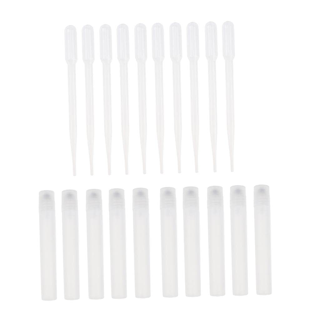 10 Pack 10ml Refillable Roll On Perfume Bottles with Pipettes for Essential Oils & Makeup - Travel Friendly Mini Cosmetic Containers for DIY Beauty, Aromatherapy & Gift Giving