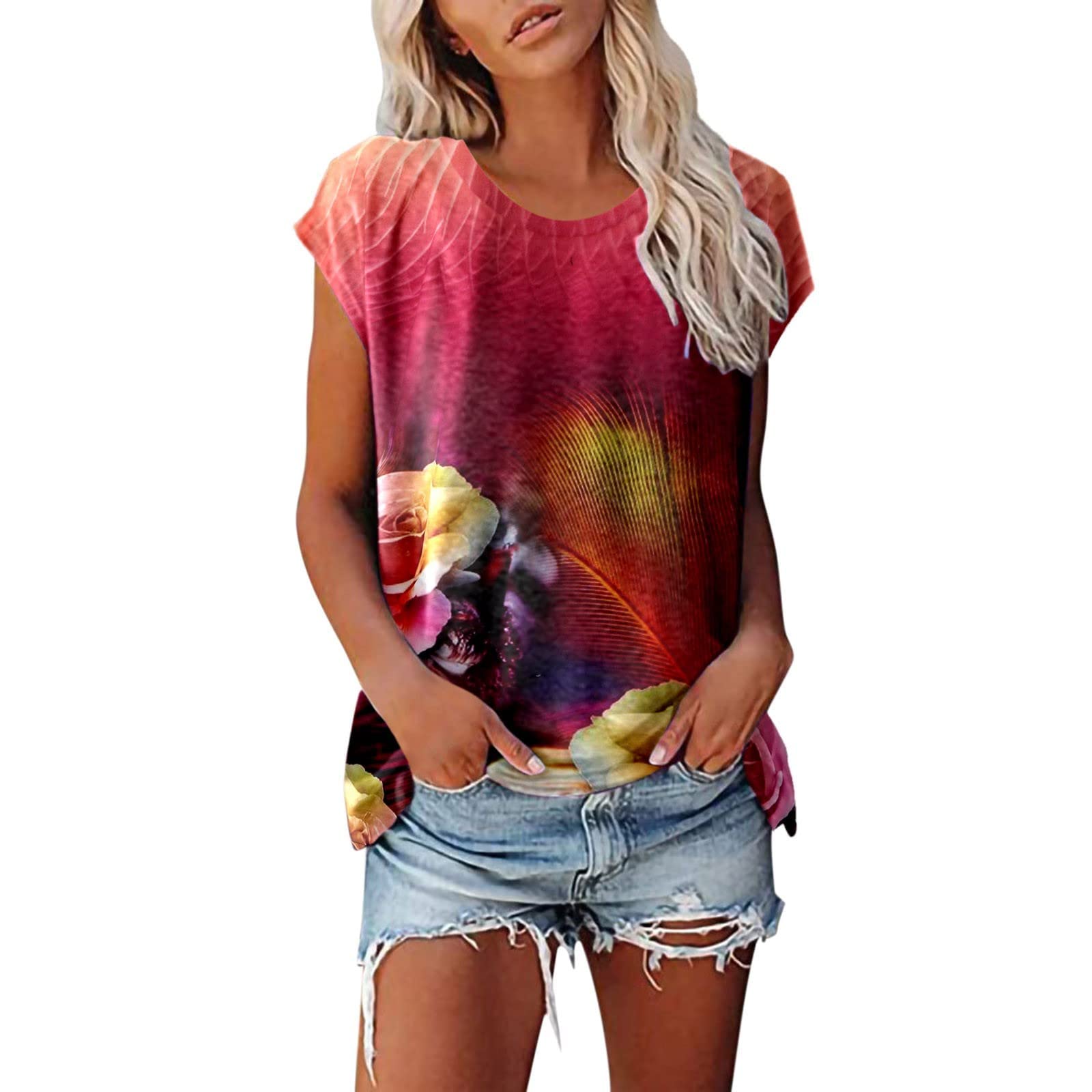 Women's Casual T-Shirts - Cute Printed Summer Tee, Loose Fit Plus Size Short Sleeve Blouse | Comfortable & Sexy Tunic Top for Daily Wear, Outings & Vacation