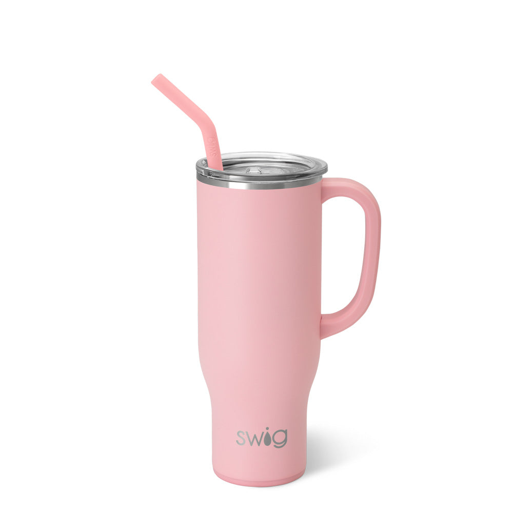 Blush Mega Mug 30oz - Large Insulated Coffee Cup with Lid & Handle - Perfect for Hot/Cold Drinks at Home, Office or Travel