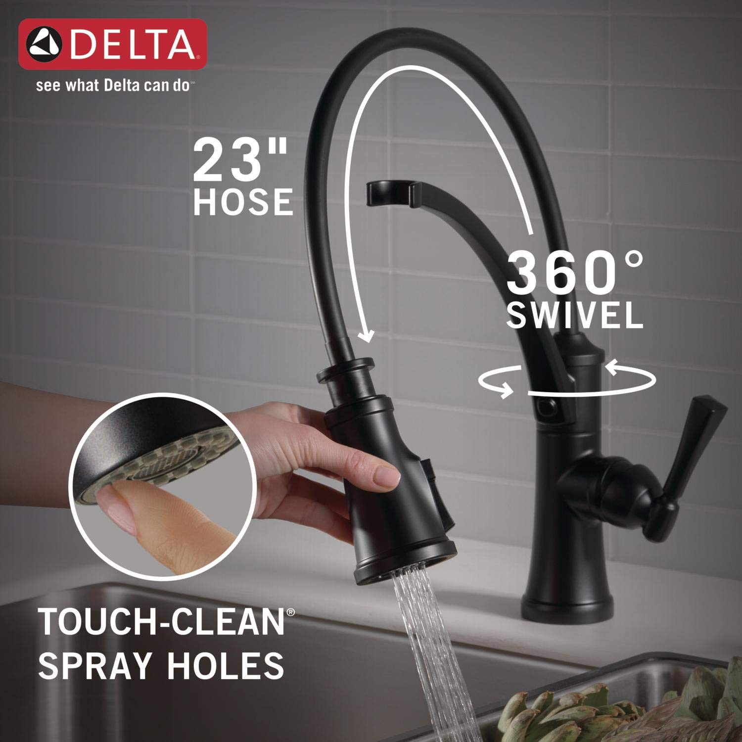 Delta Faucet Foundry Matte Black Kitchen Sink Faucet with Pull Down Sprayer and Soap Dispenser - Modern Black Kitchen Faucet for Easy Cooking & Dishwashing (Model 19744Z-BLSD-DST) | Perfect for Home Kitchen, Restaurant & Commercial Use