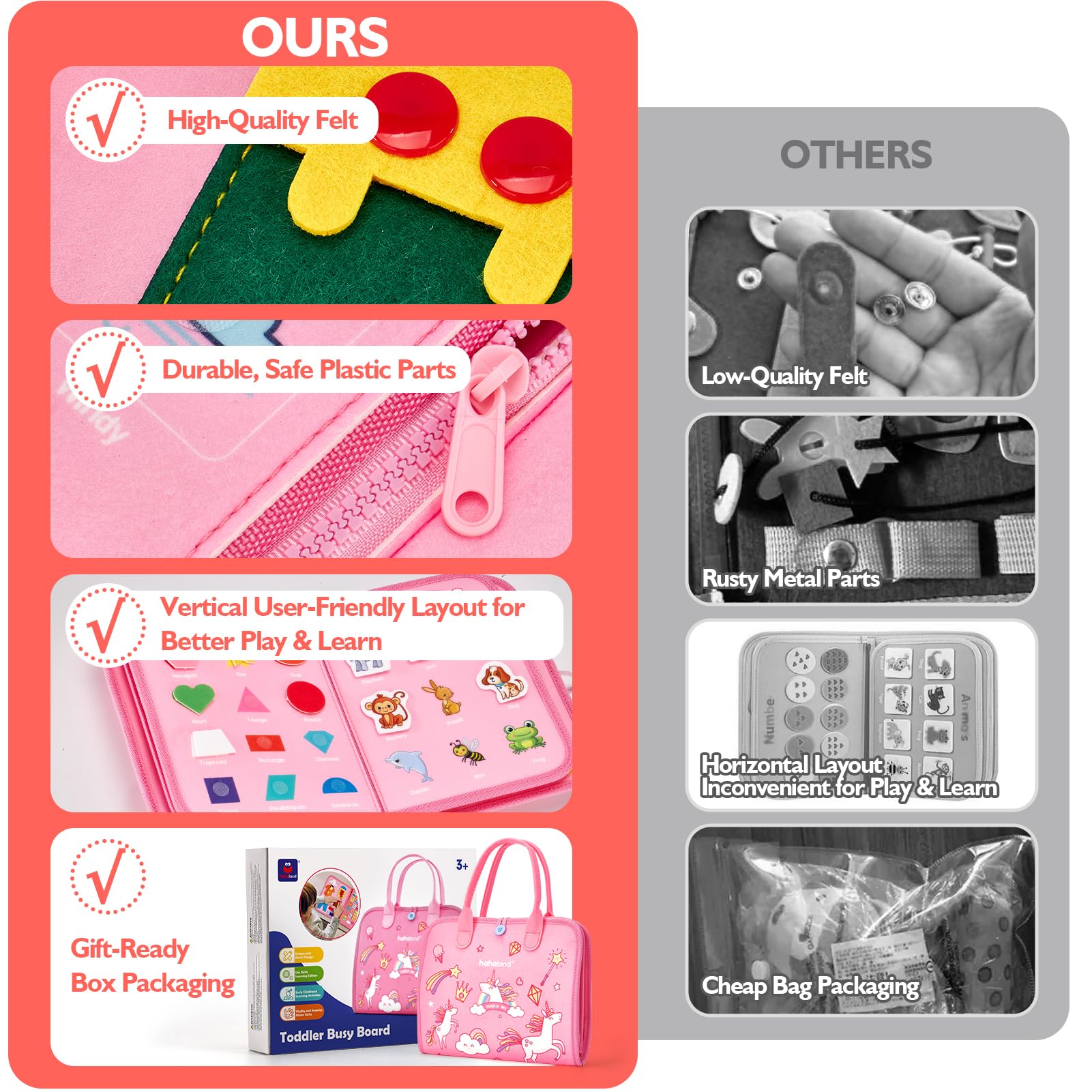 Hahaland Montessori Baby Toys for 6-12 Months & 2 Year Olds - Educational Learning Toys for Boys & Girls | Perfect Birthday Gift, Christmas Stocking Stuffers | Great for Early Childhood Development & Sensory Play