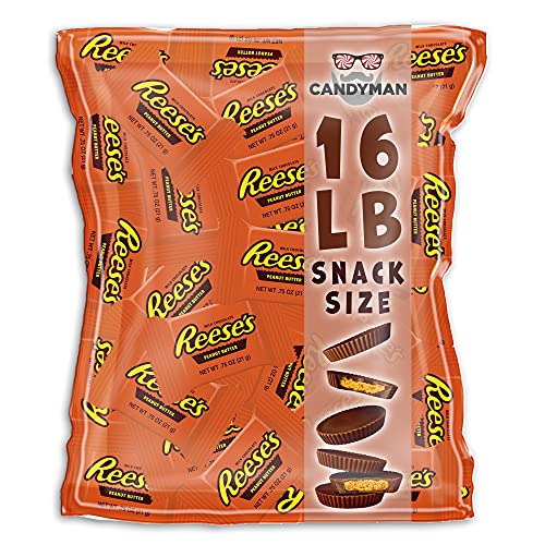 **Bulk 16 Pound CANDYMAN Peanut Butter Cups Milk Chocolate Snack Size Bundle - Perfect for Halloween, Parties, and Office Snacks**