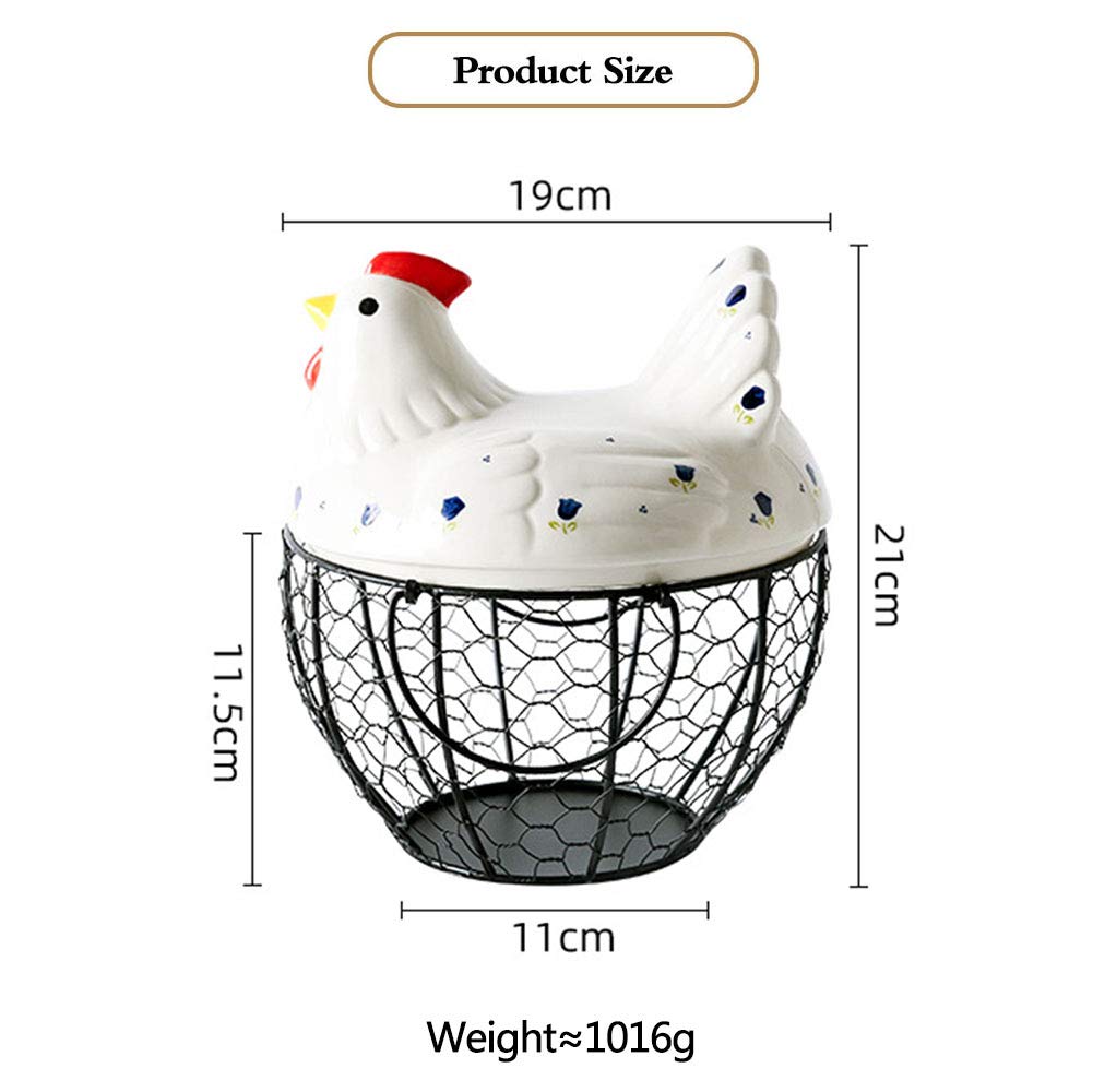 Ceramic Hen Storage Baskets for Kitchen - Creative Fruit Basket, Garlic & Potato Organizer, Multipurpose Sundries Holder - Decorative Kitchen Storage Solution for Countertop & Pantry Organization