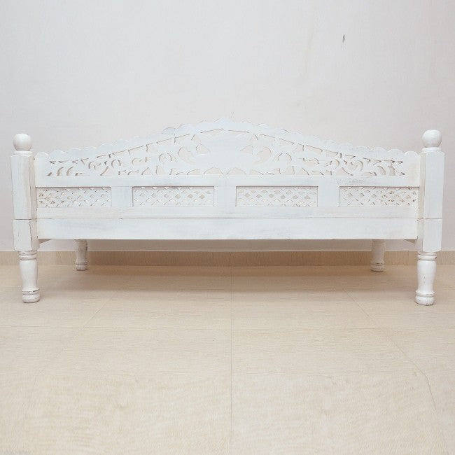 Hand Carved Balinese Daybed - Solid Teak Wood Outdoor Lounge Bed for Patio, Garden, or Poolside - Perfect for Relaxing, Sunbathing, and Boho Chic Decor