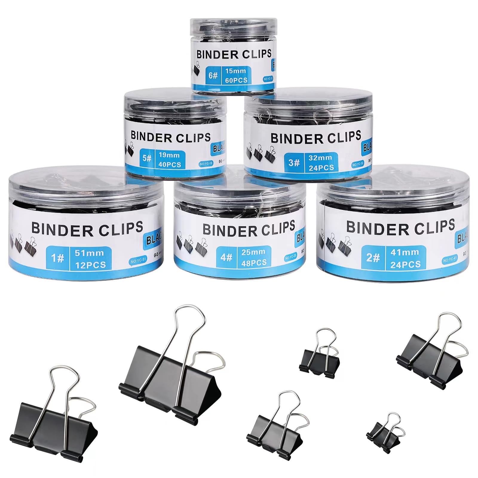 208 PCS Binder Clips Assorted Sizes - Black Metal Paper Clamps for Office, School & Home - Bulk Binding Clips for Organizing Documents, Files & Paperwork - Perfect for Teachers, Students & Office Supplies