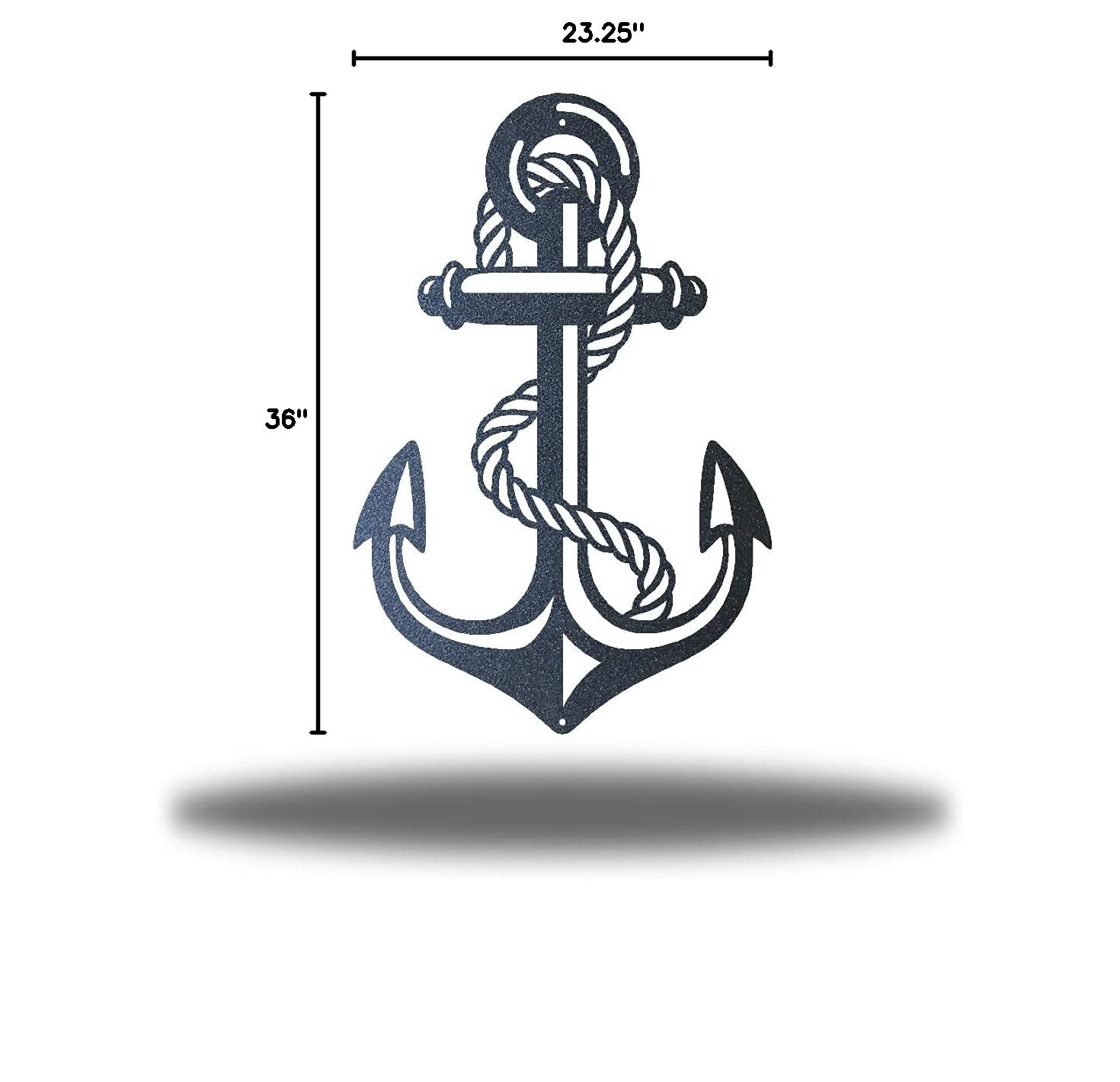 Riverside Designs Anchor Coastal Beach Metal Wall Art - Handmade in USA | Black, 36 Inch Nautical Decor for Living Room, Bedroom & Beach House