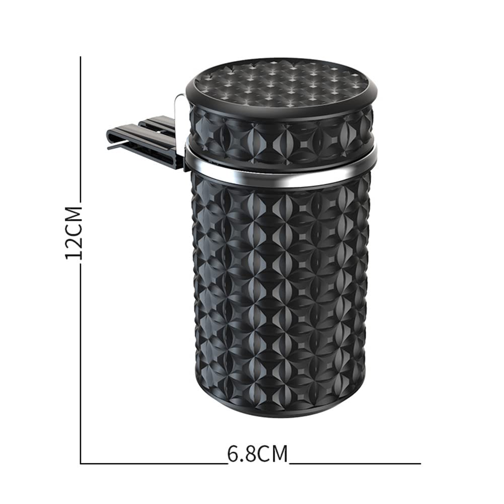 Portable Car Ashtray with Lid - Windproof & Smell Proof Mini Trash Can for Cars, Universal Car Holder Accessory with Blue LED Light Indicator (White & Purple Crystal Diamond Design) - Perfect for Road Trips, Commuting & Keeping Your Vehicle Clean