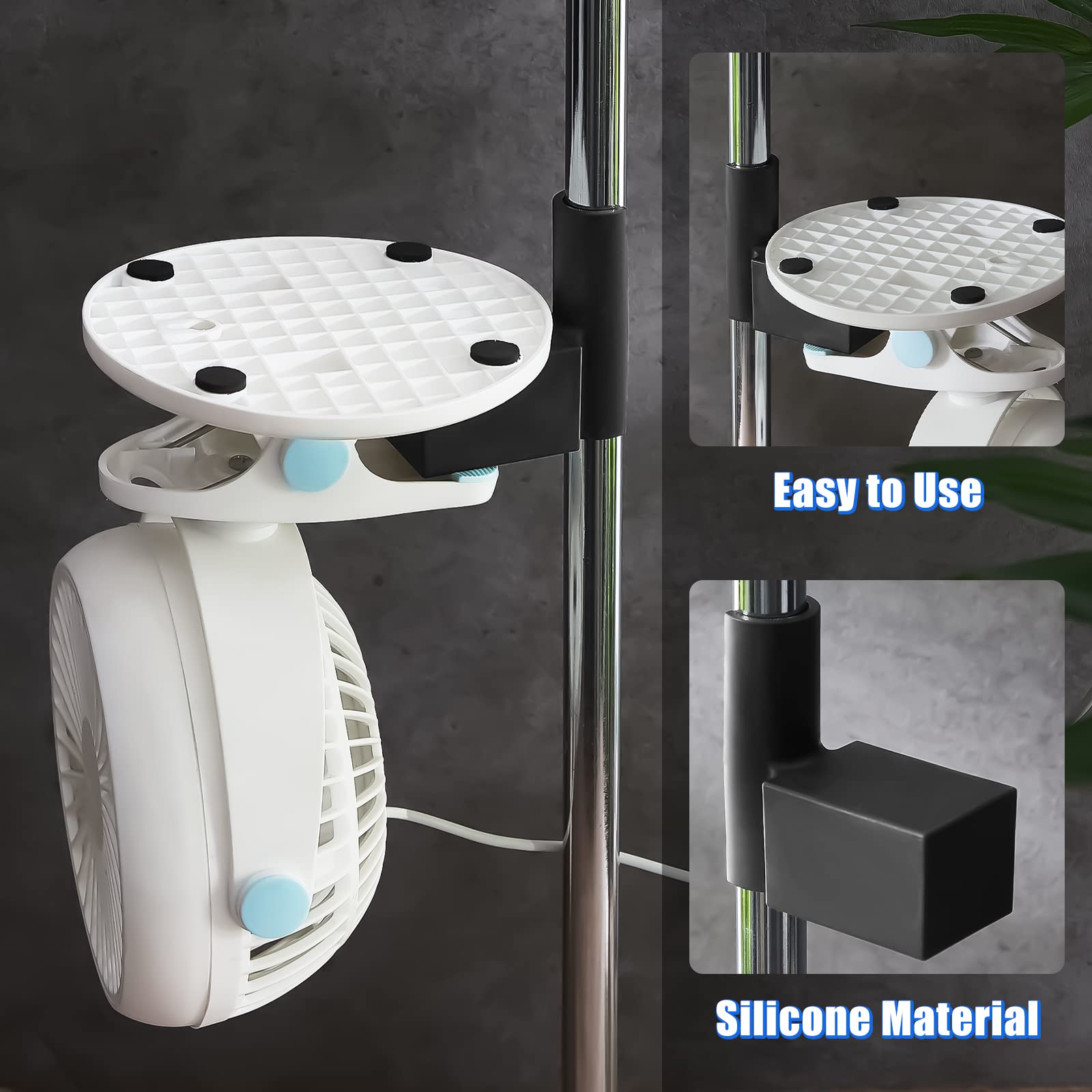 4 Pack Black Grow Tent Fan Accessories - Silicone Pole Mount for Clip on Fans, Oscillating Clip Fan for Grow Tents - Perfect for Ventilation, Air Circulation in Hydroponics, Indoor Gardening & Greenhouse Use