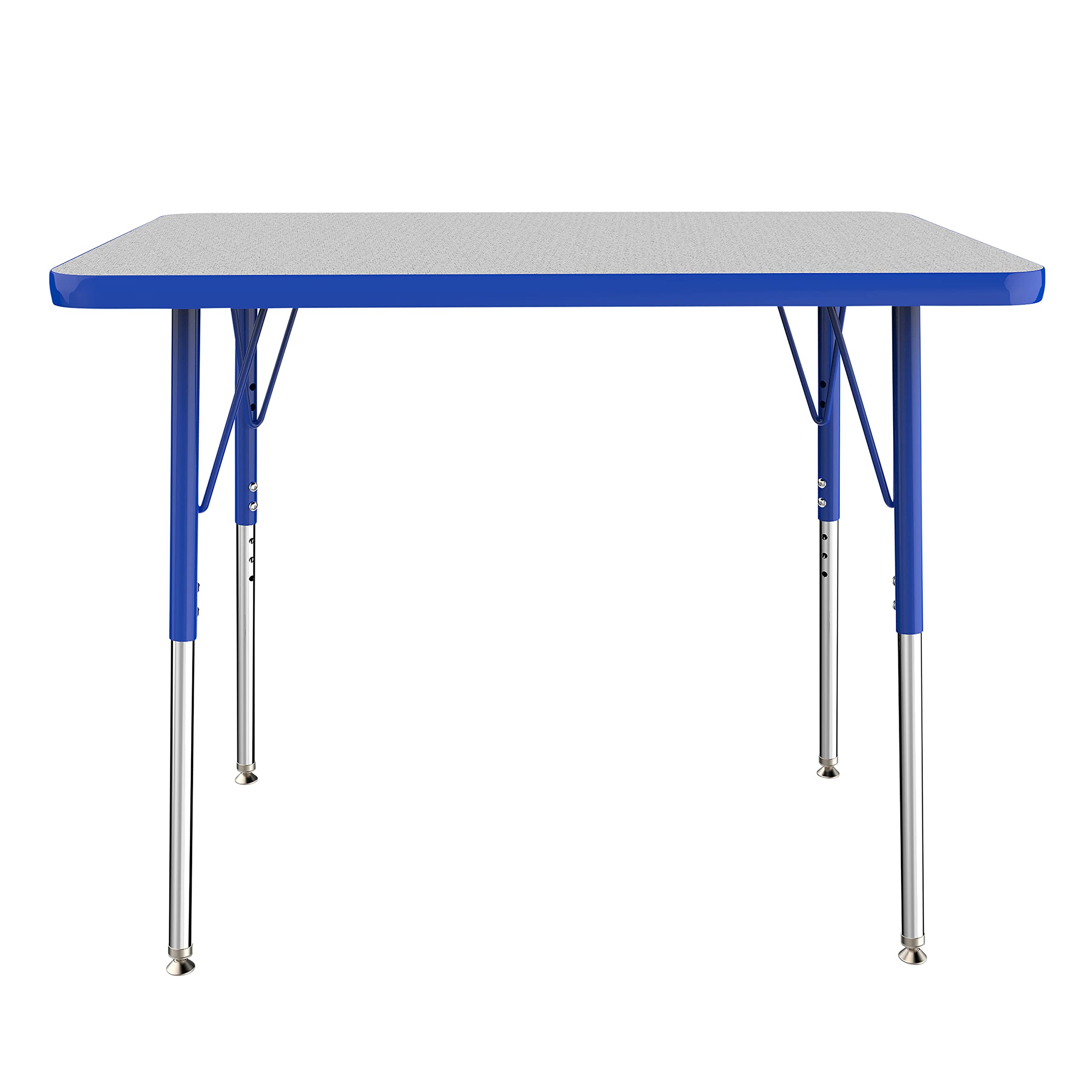 FDP Rectangle Activity Table 24x36 Inch - Adjustable Height 19-30 Inches with Swivel Glides - Gray Top & Blue Edge - Perfect for School, Office & Home Workspaces - Quick Ship Single Box