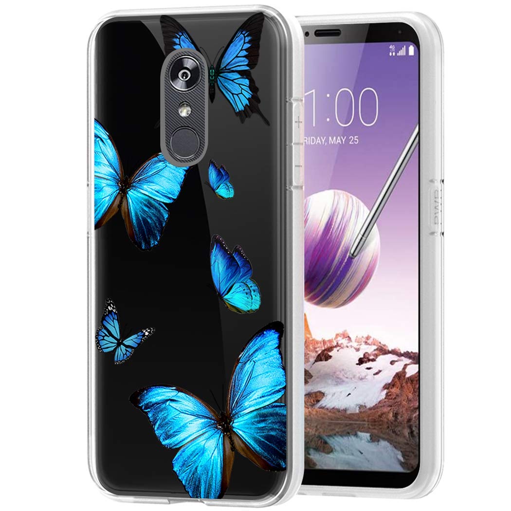 Cute Clear Slim Butterfly Pattern Soft Flexible TPU Phone Case for LG Stylo 4/Plus & Q Stylus - Protective Cover for Women & Girls - Perfect for Everyday Use, School & Work