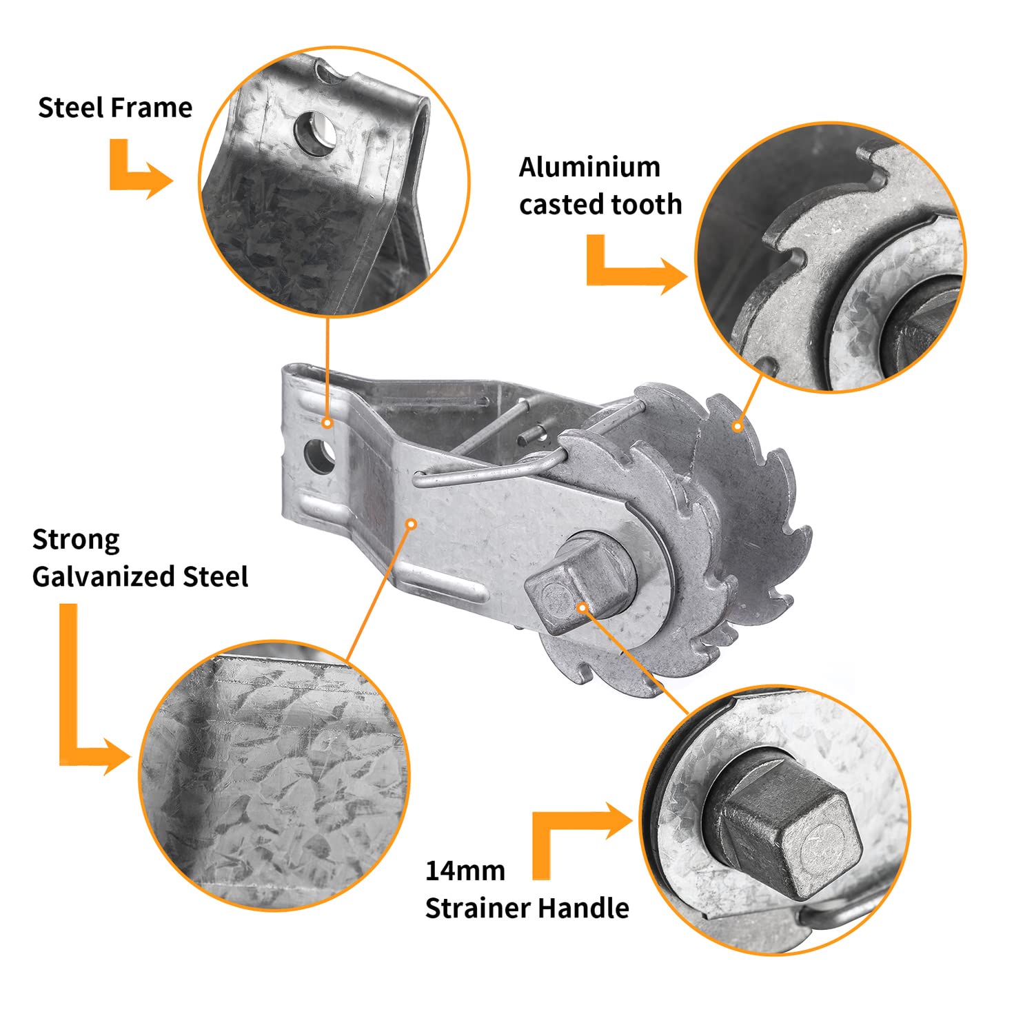 10PCS Heavy Duty Electric Fence Wire Strainer - Inline Wire Tensioner & Ratchet Tightener for Farm Fencing, Livestock Enclosure, and Agricultural Security (Durable Galvanized Steel Construction) - Perfect for DIY Farm Fence Installation, Pasture Maintenance, and Animal Containment