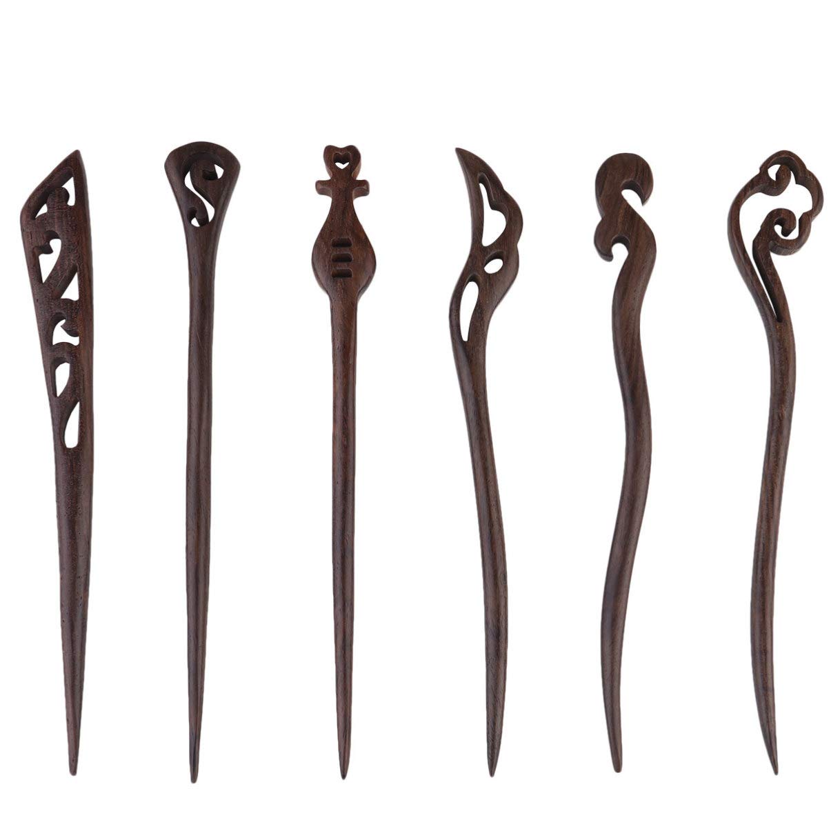 6pcs Wooden Hair Sticks for Women - Fashion Hair Accessories for Updos & Braids