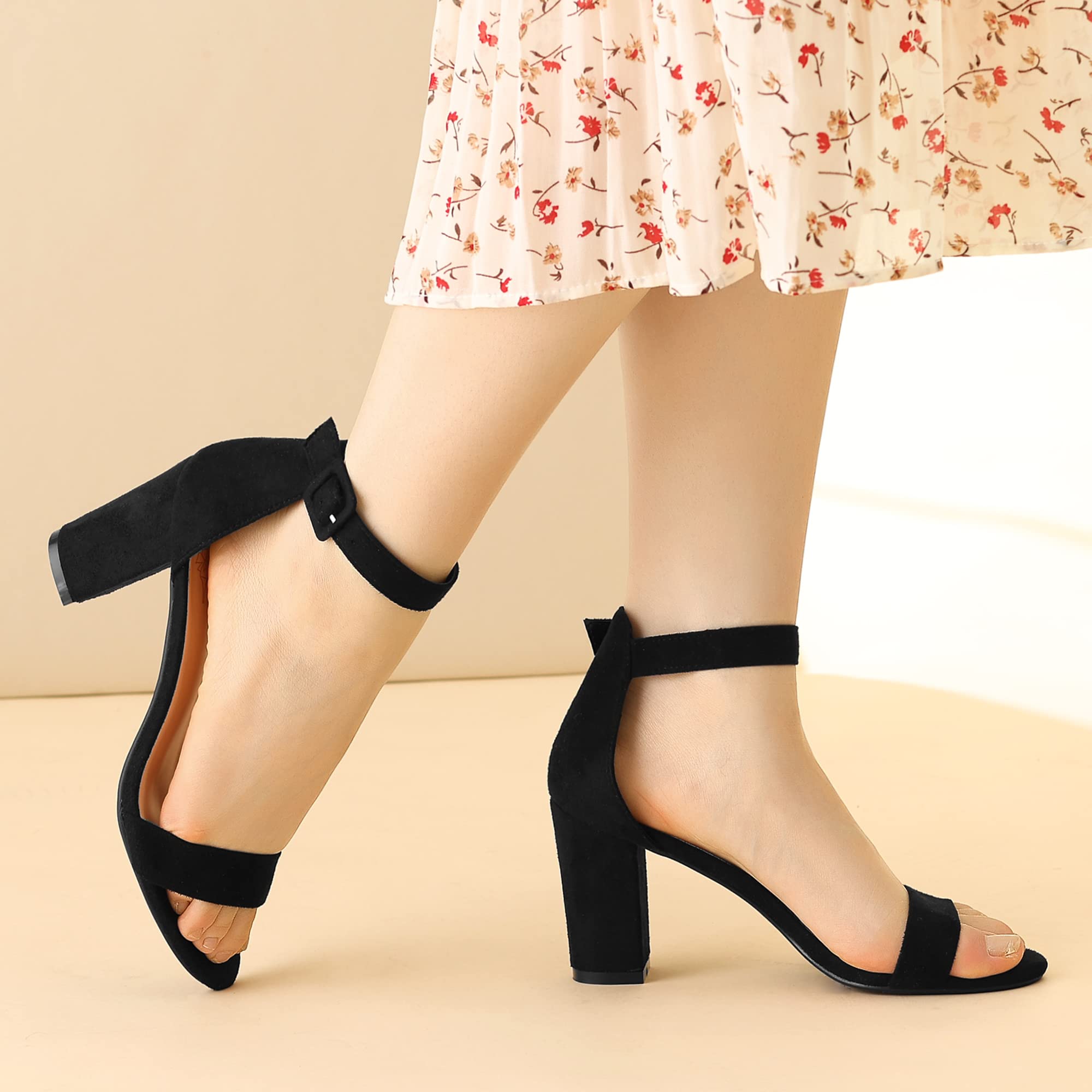 Perphy Women's Chunky High Heel Sandals with Ankle Strap - Open Toe Summer Party & Wedding Dress Shoes for Women