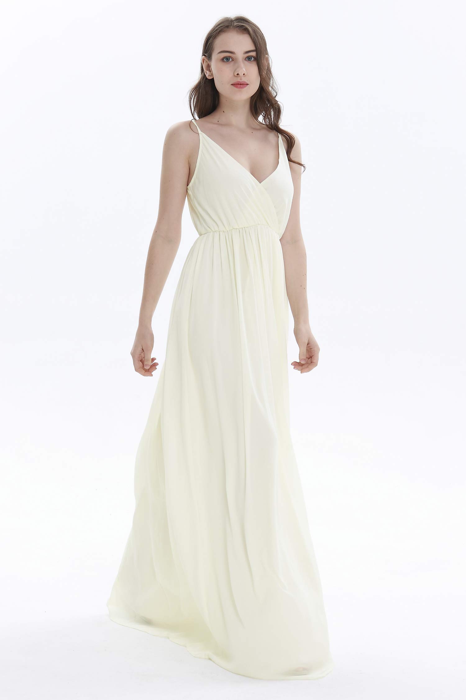 Hawaii Women's Beach Wedding Dress - V Neck Spaghetti Strap Floor Length Bridesmaid Gown for Summer Vacation, Tropical Party & Destination Weddings
